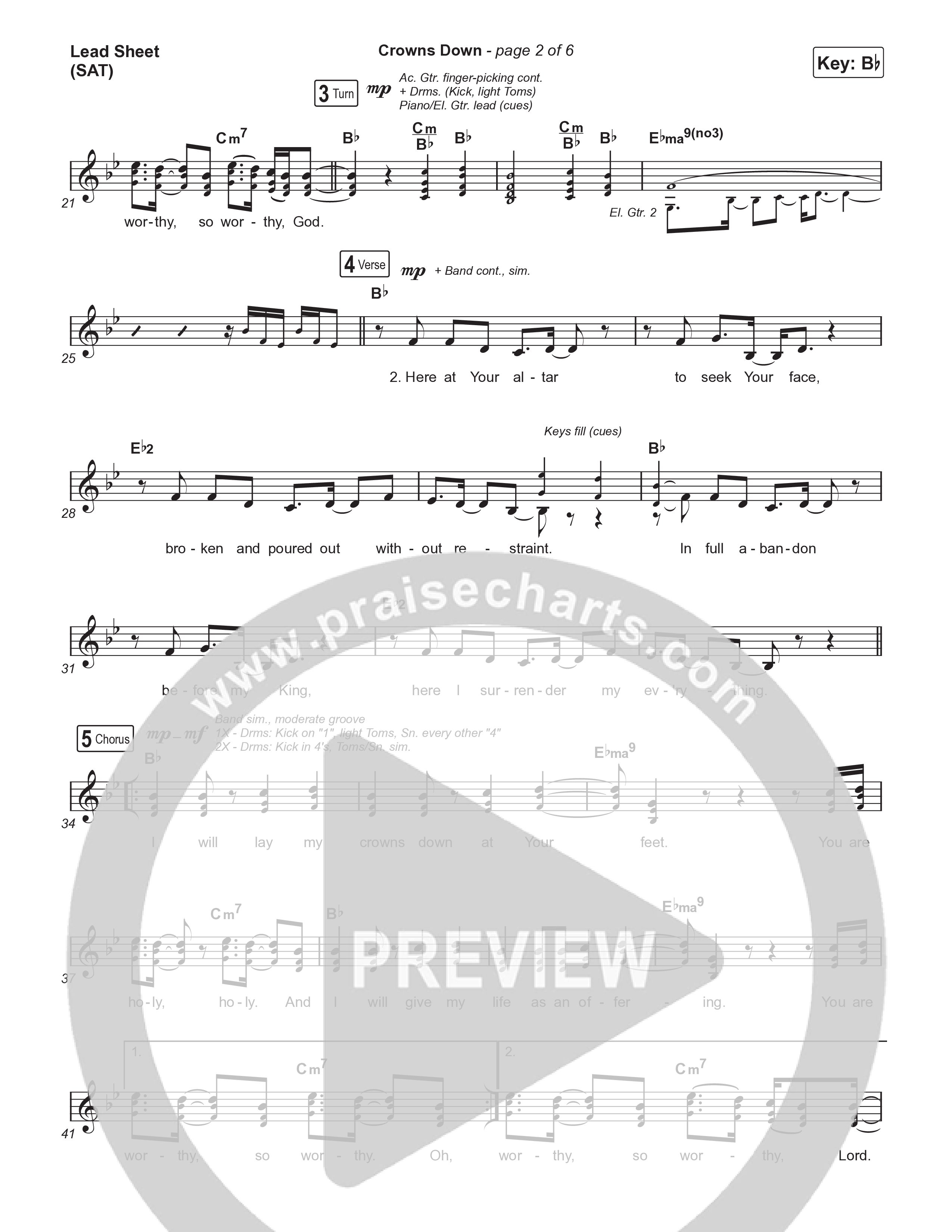 Crowns Down (Live) Lead Sheet (SAT) (Josh Baldwin)