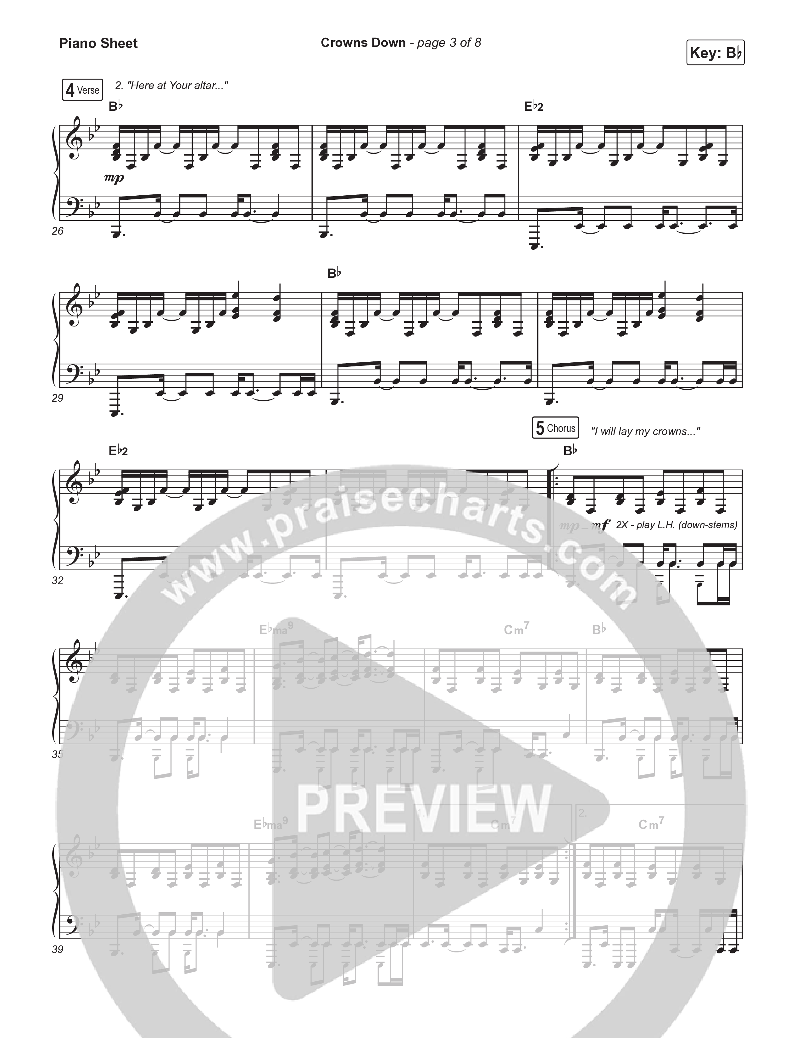 Crowns Down (Live) Piano Sheet (Josh Baldwin)