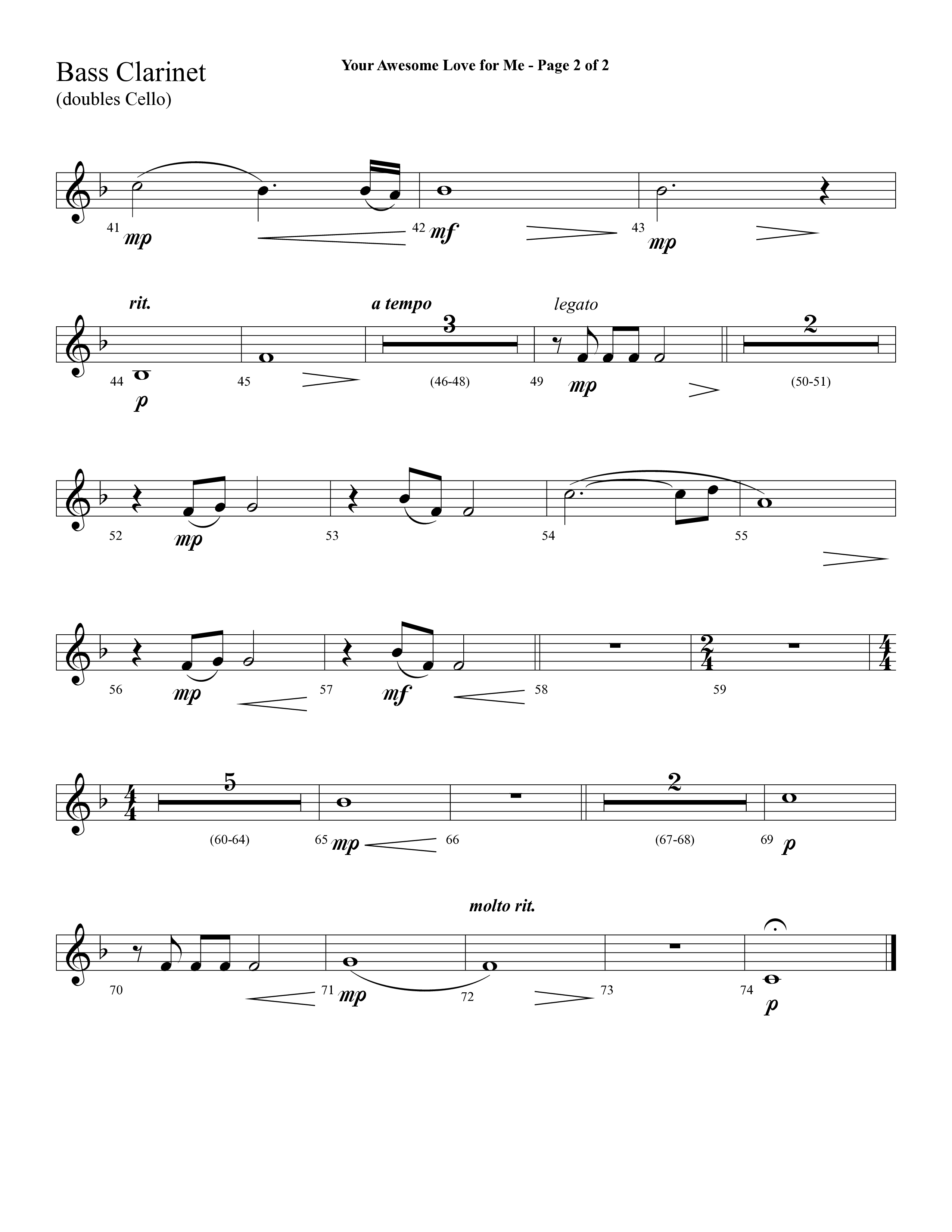 Your Awesome Love For Me (with My Jesus I Love Thee) (Choral Anthem SATB) Bass Clarinet (Lifeway Choral / Arr. Cliff Duren)