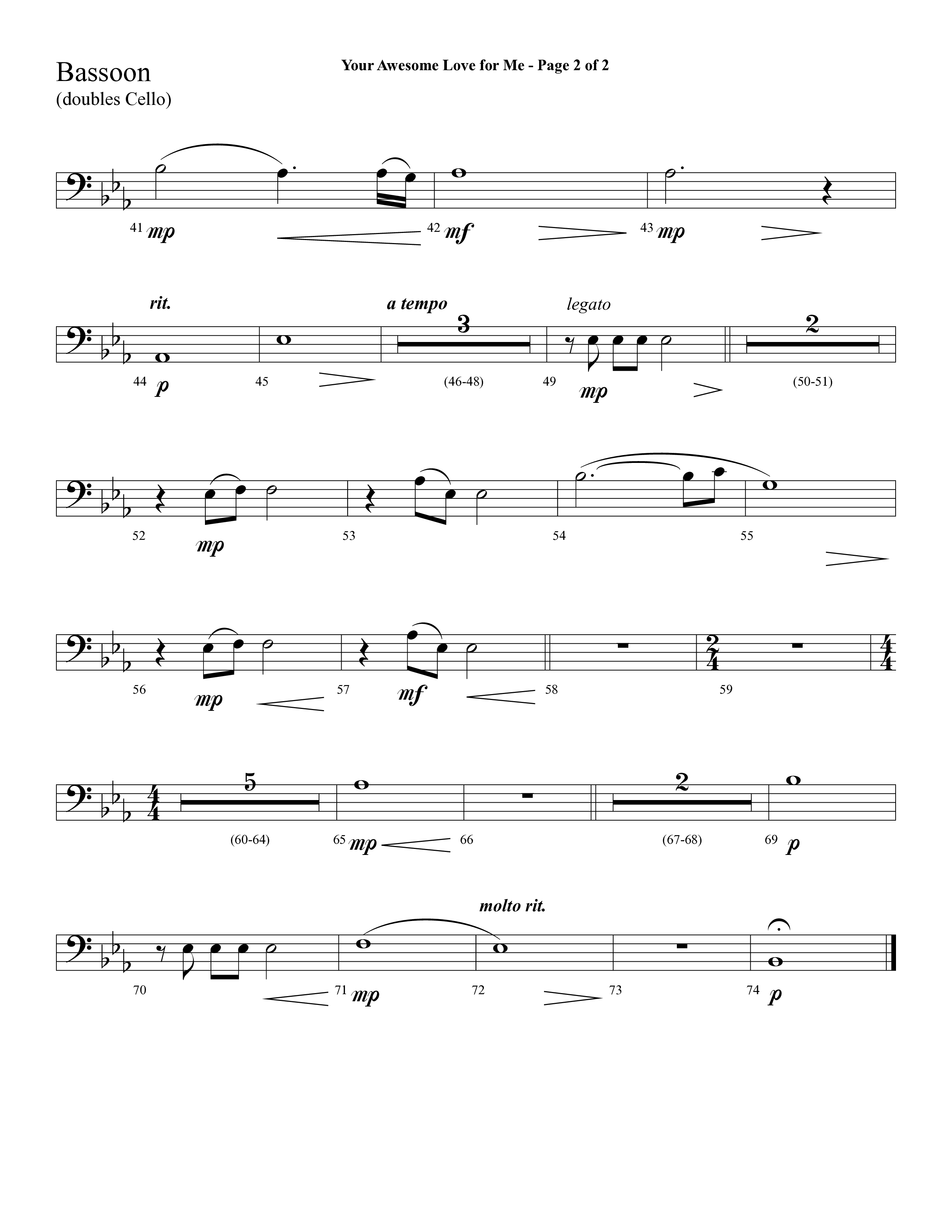 Your Awesome Love For Me (with My Jesus I Love Thee) (Choral Anthem SATB) Bassoon (Lifeway Choral / Arr. Cliff Duren)