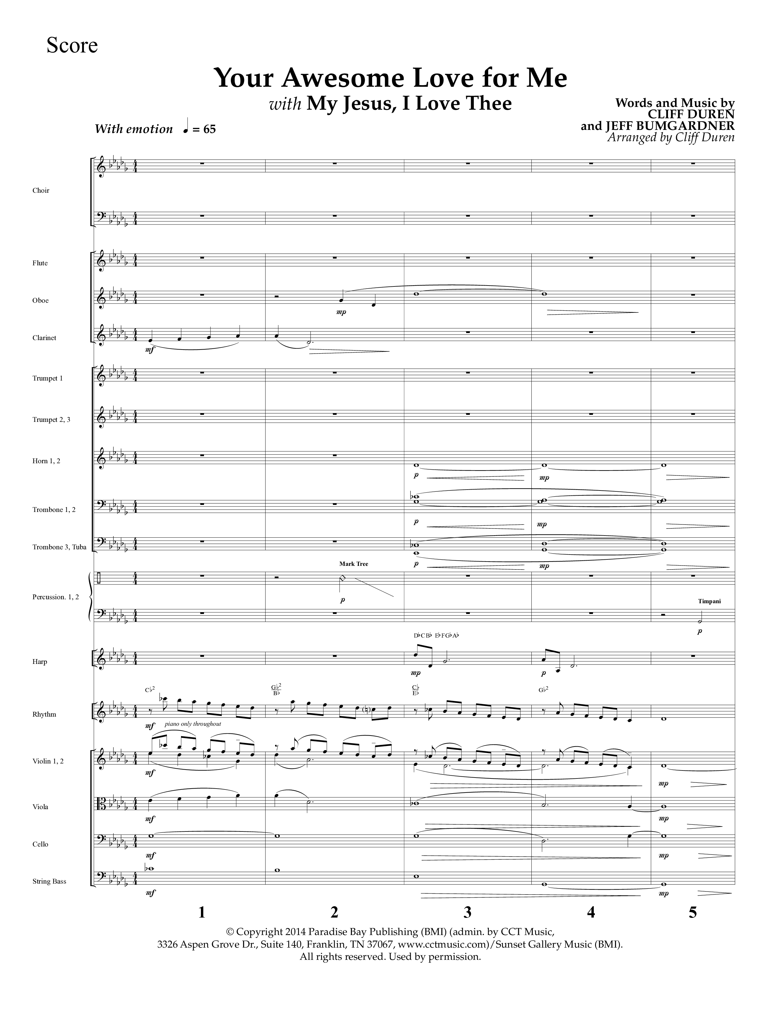 Your Awesome Love For Me (with My Jesus I Love Thee) (Choral Anthem SATB) Conductor's Score (Lifeway Choral / Arr. Cliff Duren)