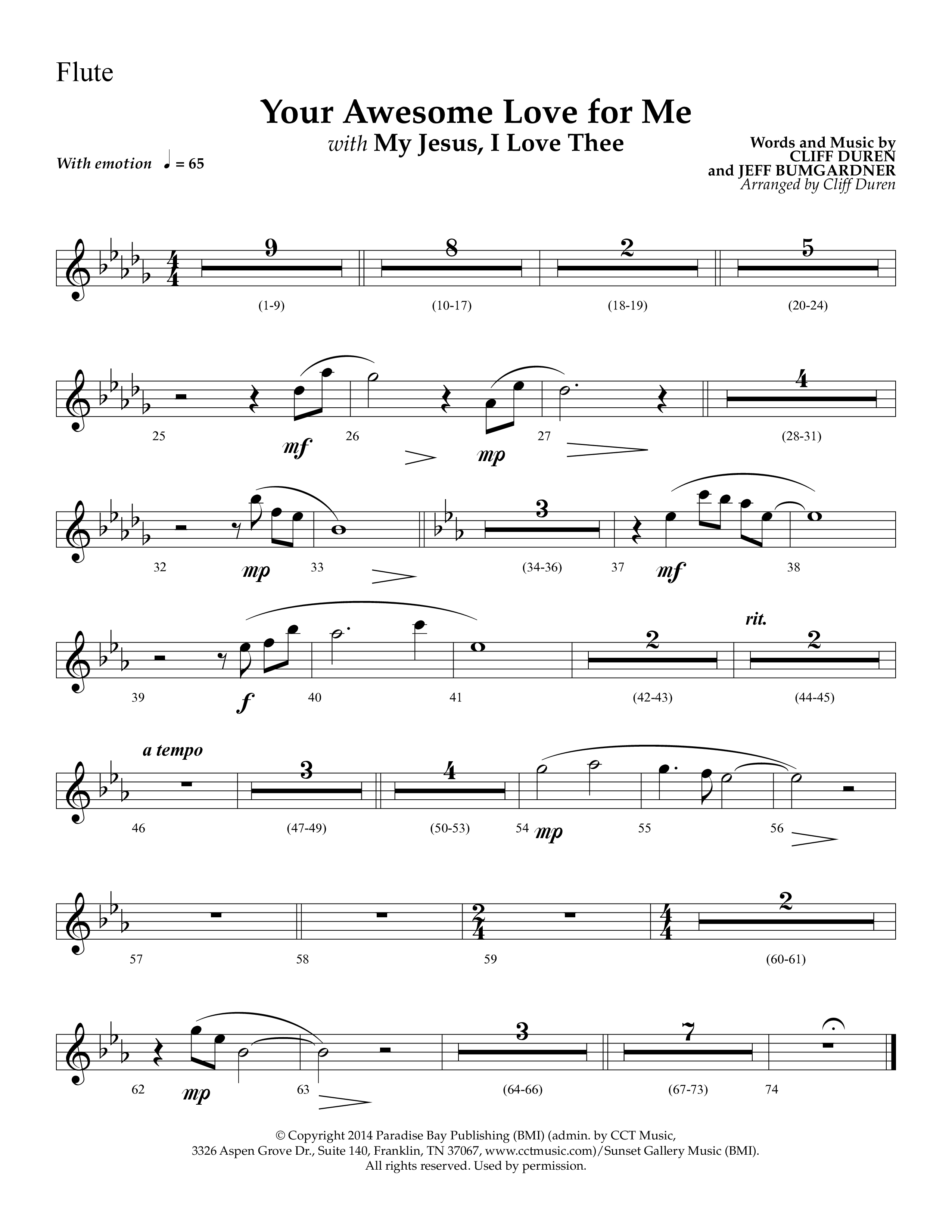 Your Awesome Love For Me (with My Jesus I Love Thee) (Choral Anthem SATB) Flute (Lifeway Choral / Arr. Cliff Duren)