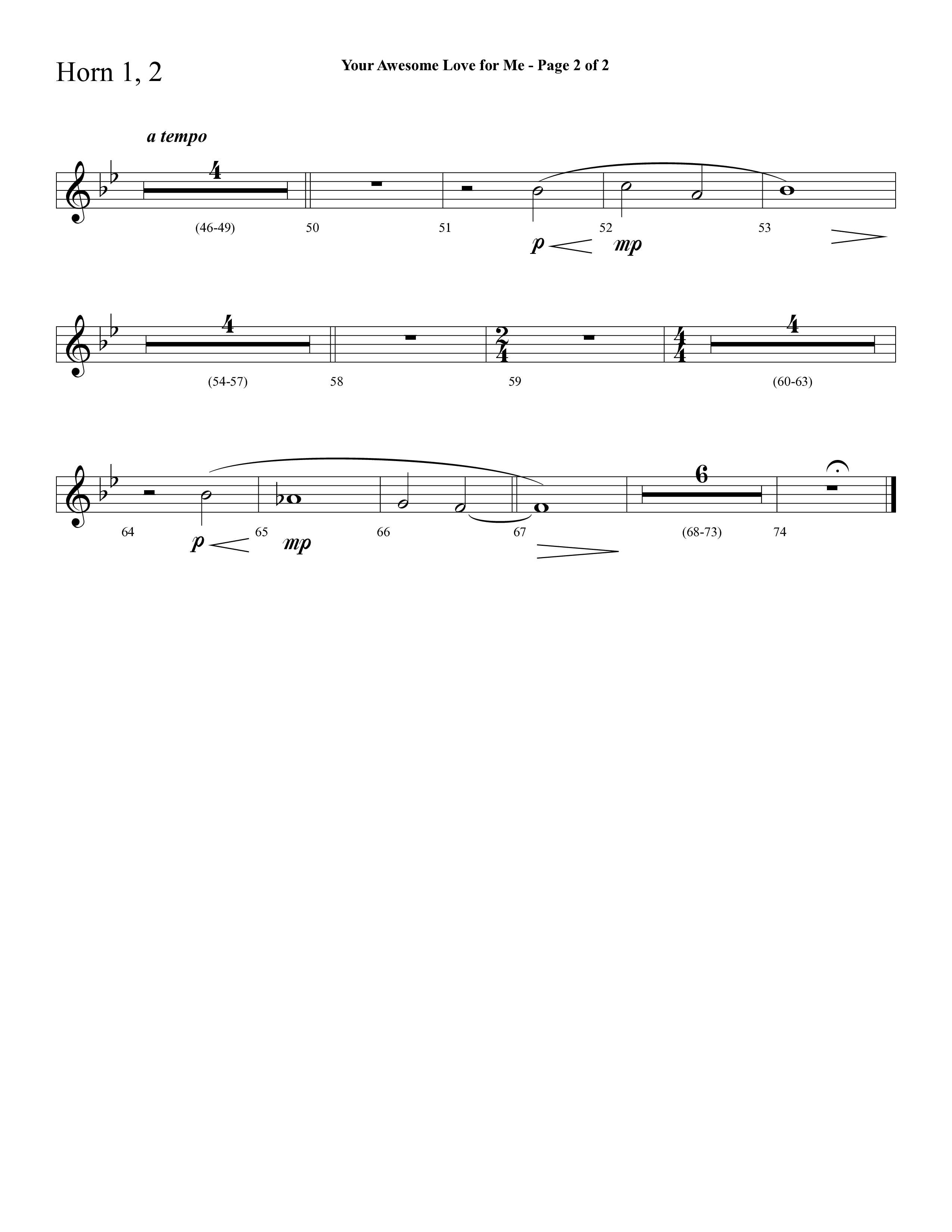 Your Awesome Love For Me (with My Jesus I Love Thee) (Choral Anthem SATB) French Horn 1/2 (Lifeway Choral / Arr. Cliff Duren)