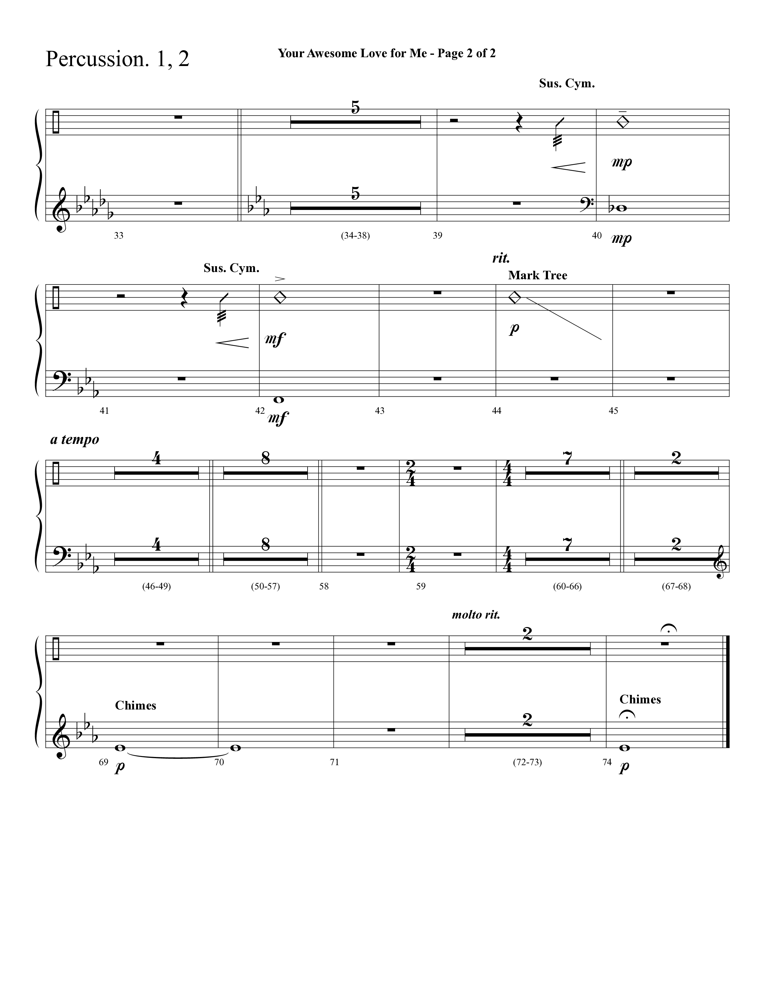 Your Awesome Love For Me (with My Jesus I Love Thee) (Choral Anthem SATB) Percussion 1/2 (Lifeway Choral / Arr. Cliff Duren)