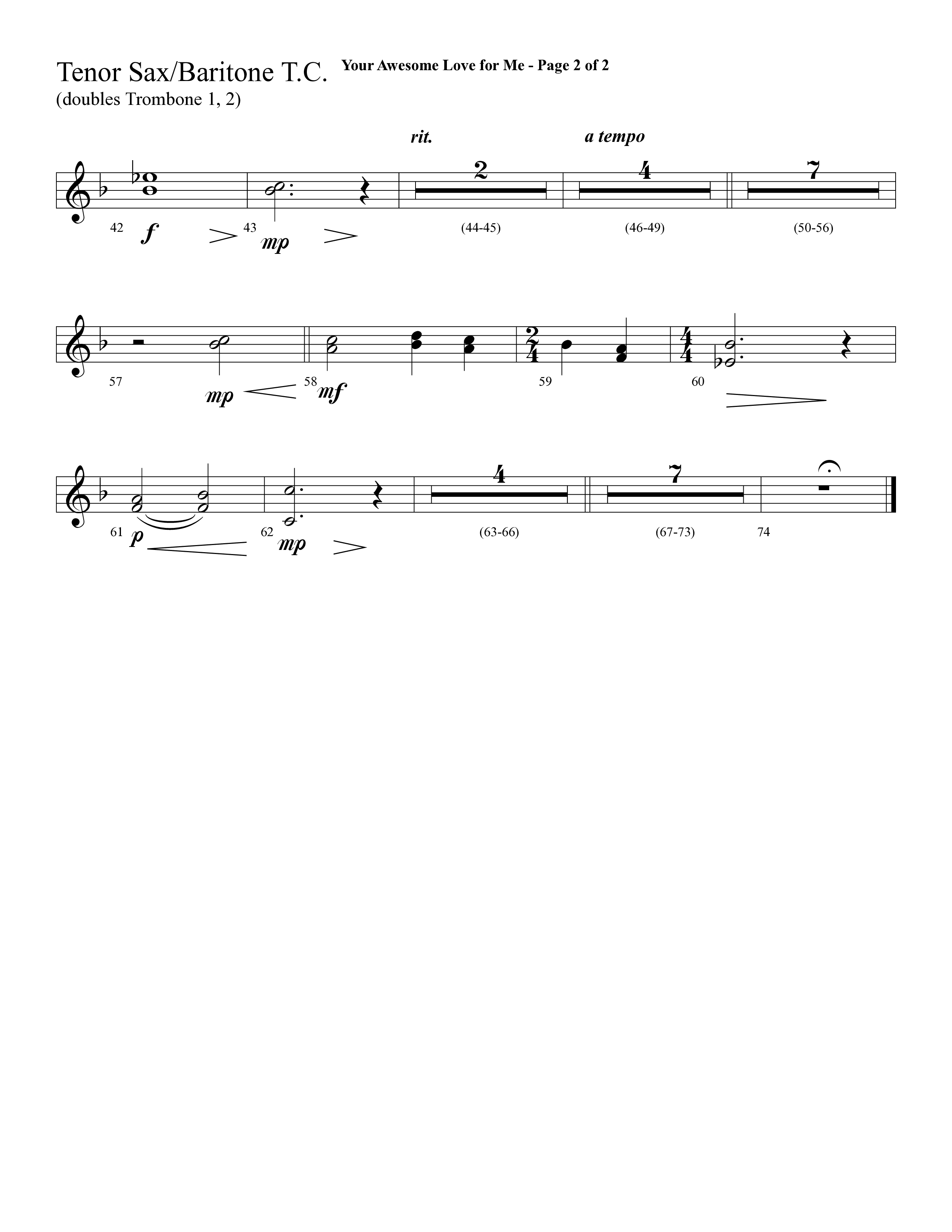 Your Awesome Love For Me (with My Jesus I Love Thee) (Choral Anthem SATB) Tenor Sax/Baritone T.C. (Lifeway Choral / Arr. Cliff Duren)