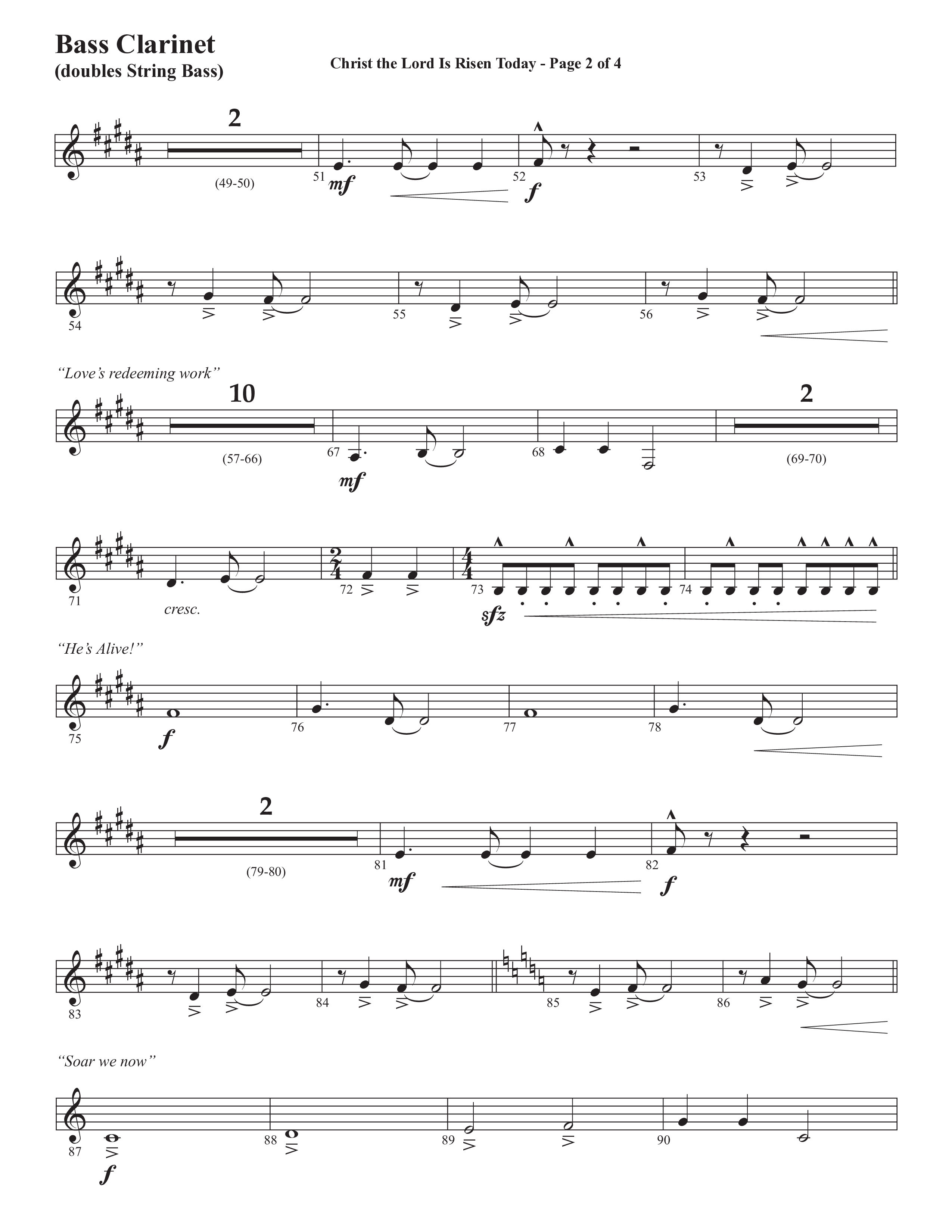 Christ The Lord Is Risen Today (He's Alive) (Choral Anthem SATB) Bass Clarinet (Semsen Music / Arr. John Bolin / Orch. Cliff Duren)