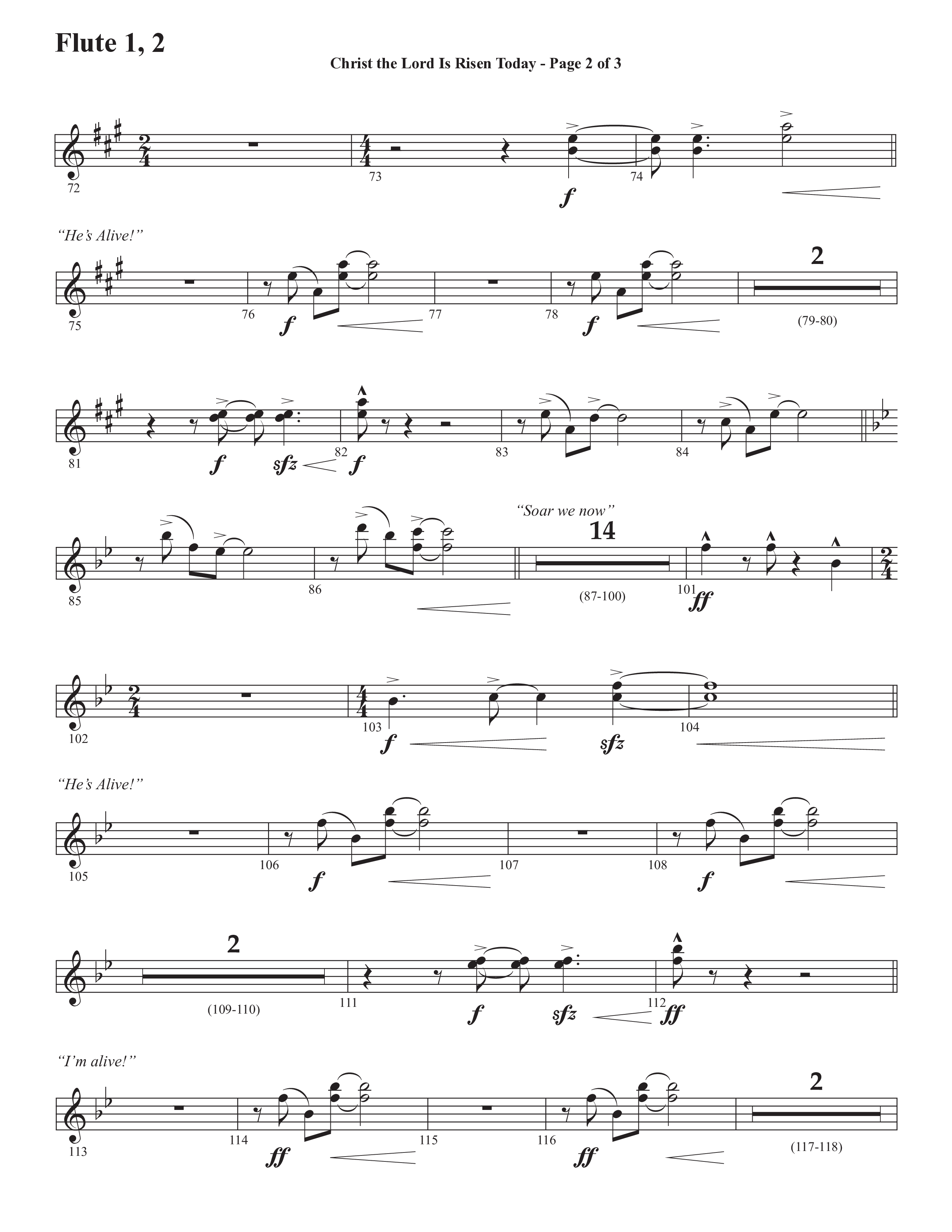 Christ The Lord Is Risen Today (He's Alive) (Choral Anthem SATB) Flute 1/2 (Semsen Music / Arr. John Bolin / Orch. Cliff Duren)
