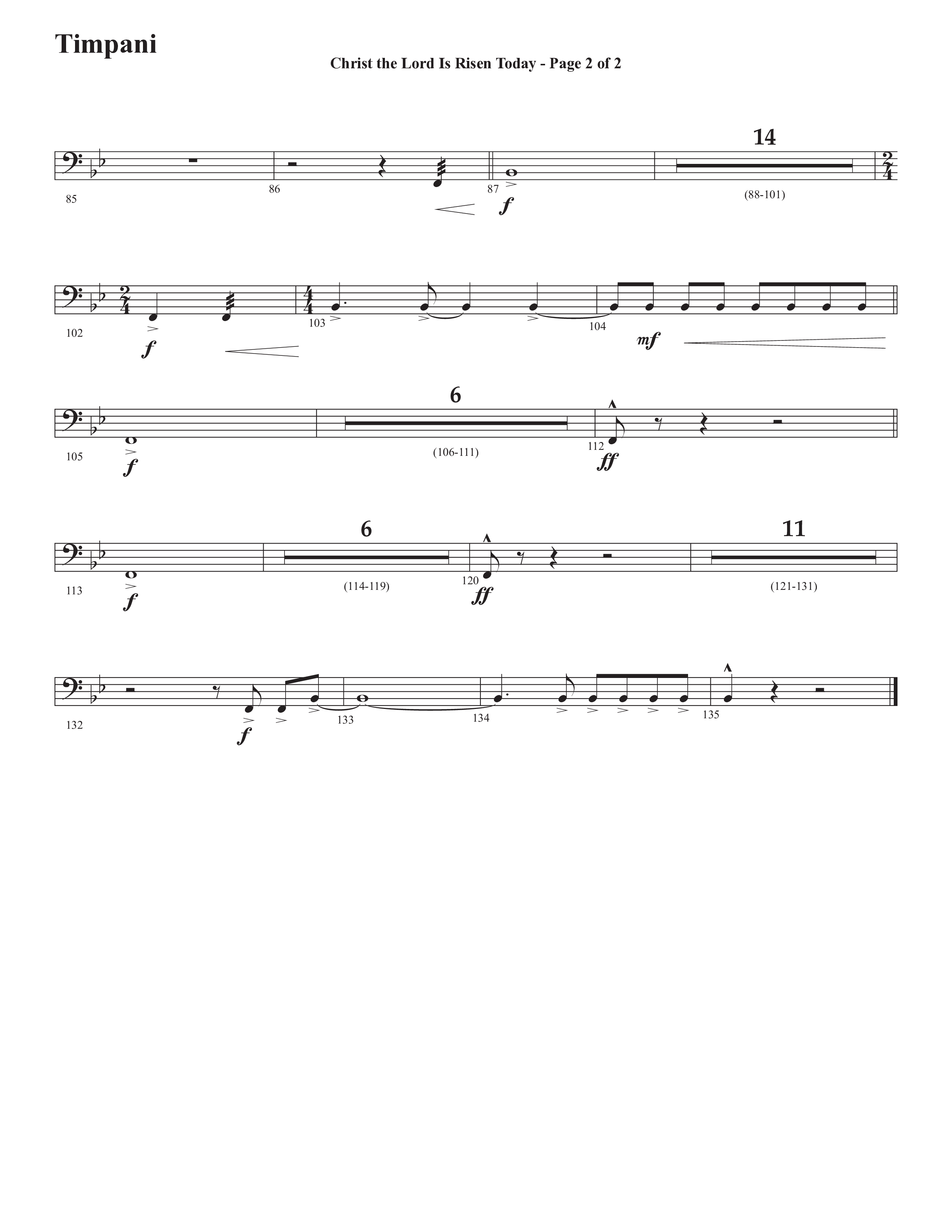 Christ The Lord Is Risen Today (He's Alive) (Choral Anthem SATB) Timpani (Semsen Music / Arr. John Bolin / Orch. Cliff Duren)