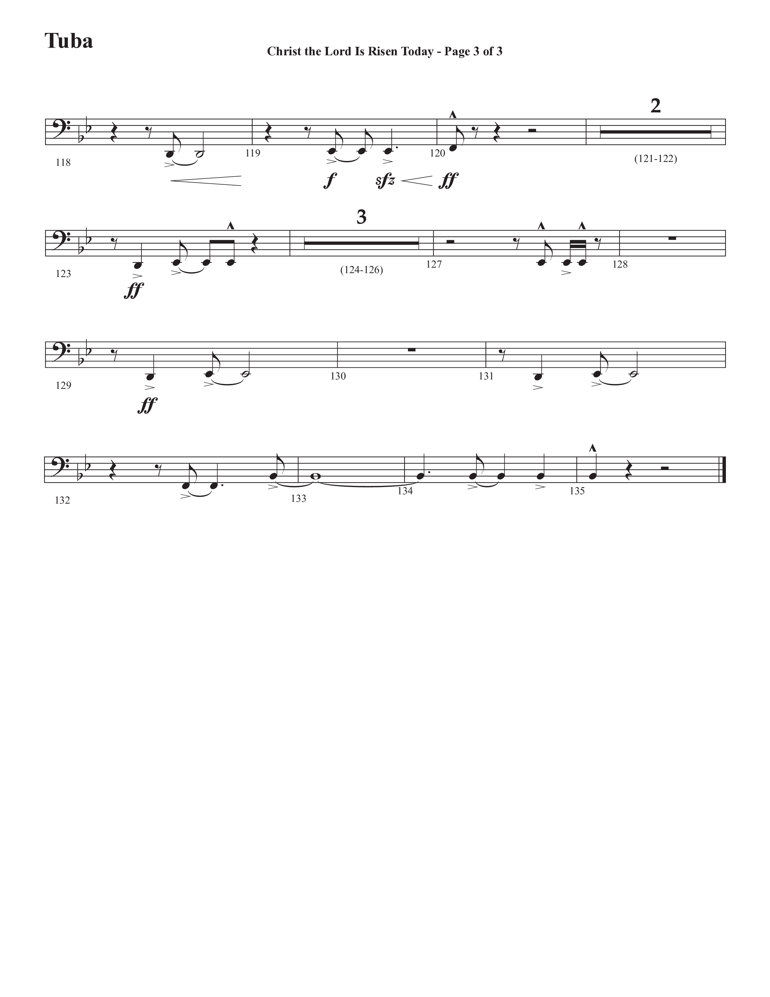Christ The Lord Is Risen Today (He's Alive) (Choral Anthem SATB) Tuba (Semsen Music / Arr. John Bolin / Orch. Cliff Duren)
