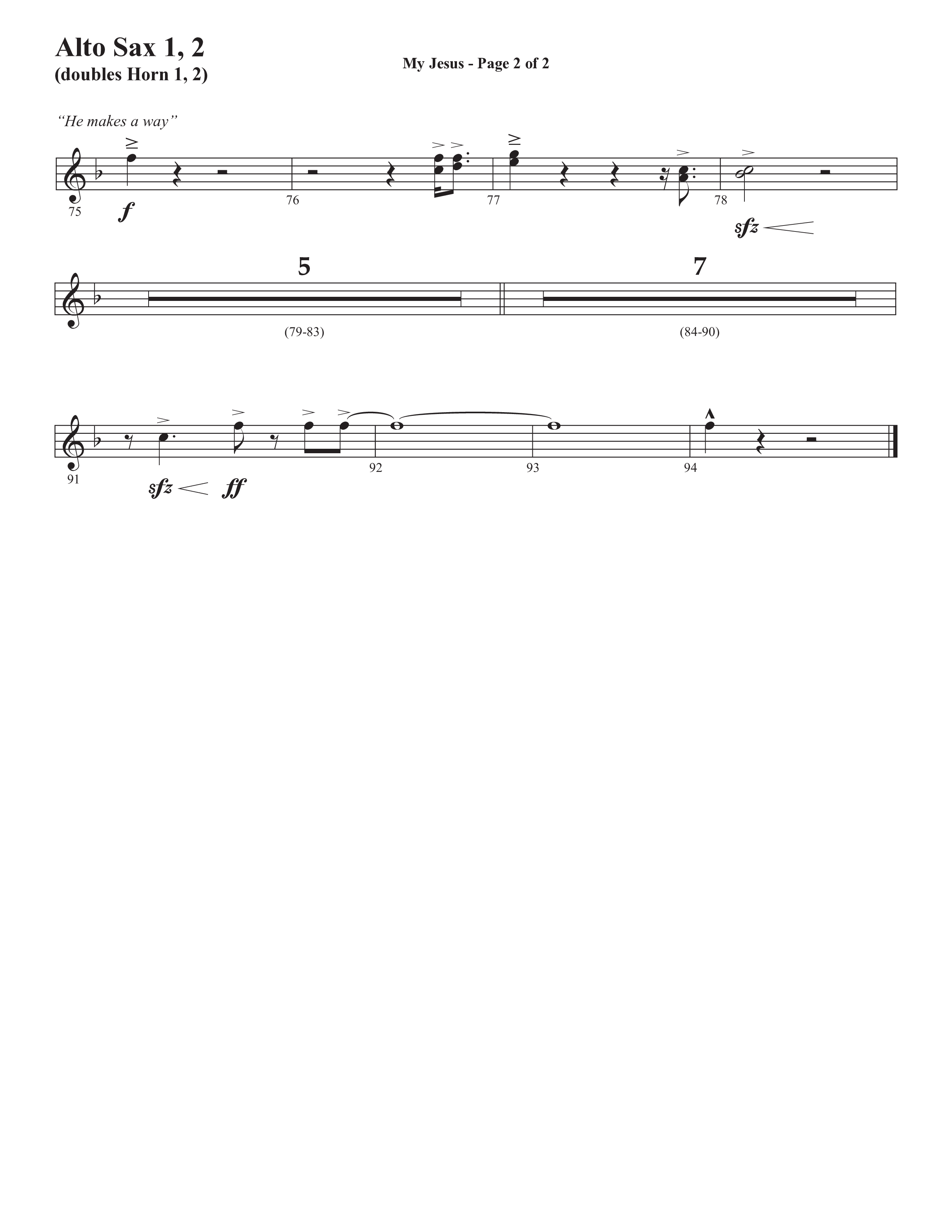 My Jesus (with My Jesus I Love Thee) (Choral Anthem SATB) Alto Sax 1/2 (Semsen Music / Arr. Cliff Duren)
