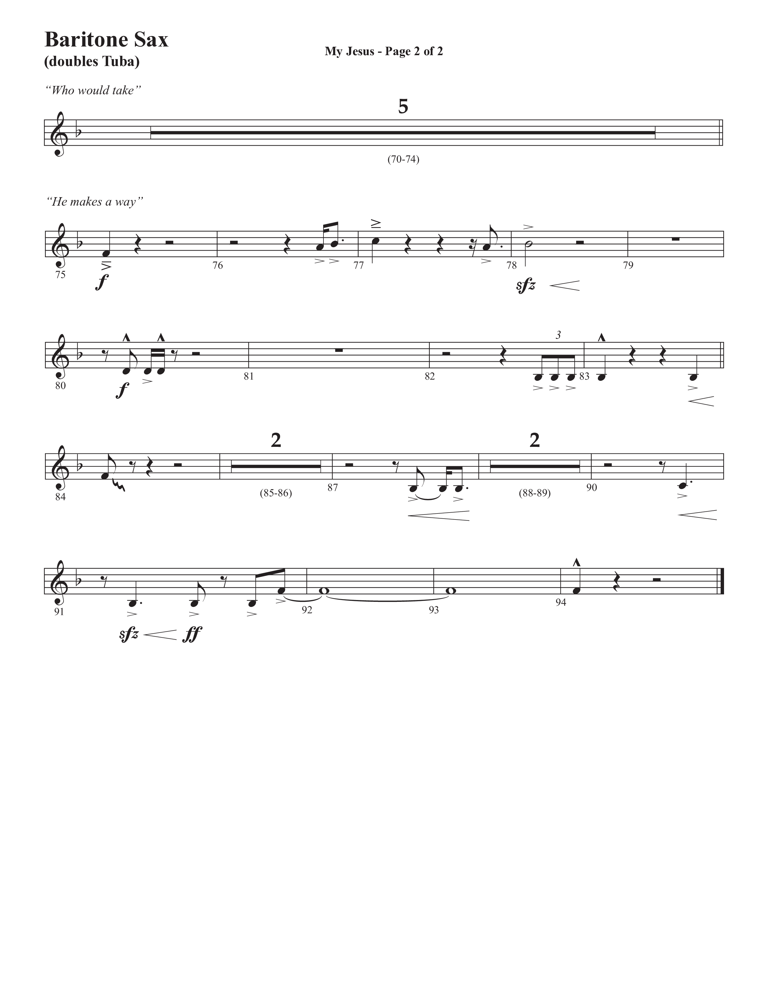 My Jesus (with My Jesus I Love Thee) (Choral Anthem SATB) Bari Sax (Semsen Music / Arr. Cliff Duren)