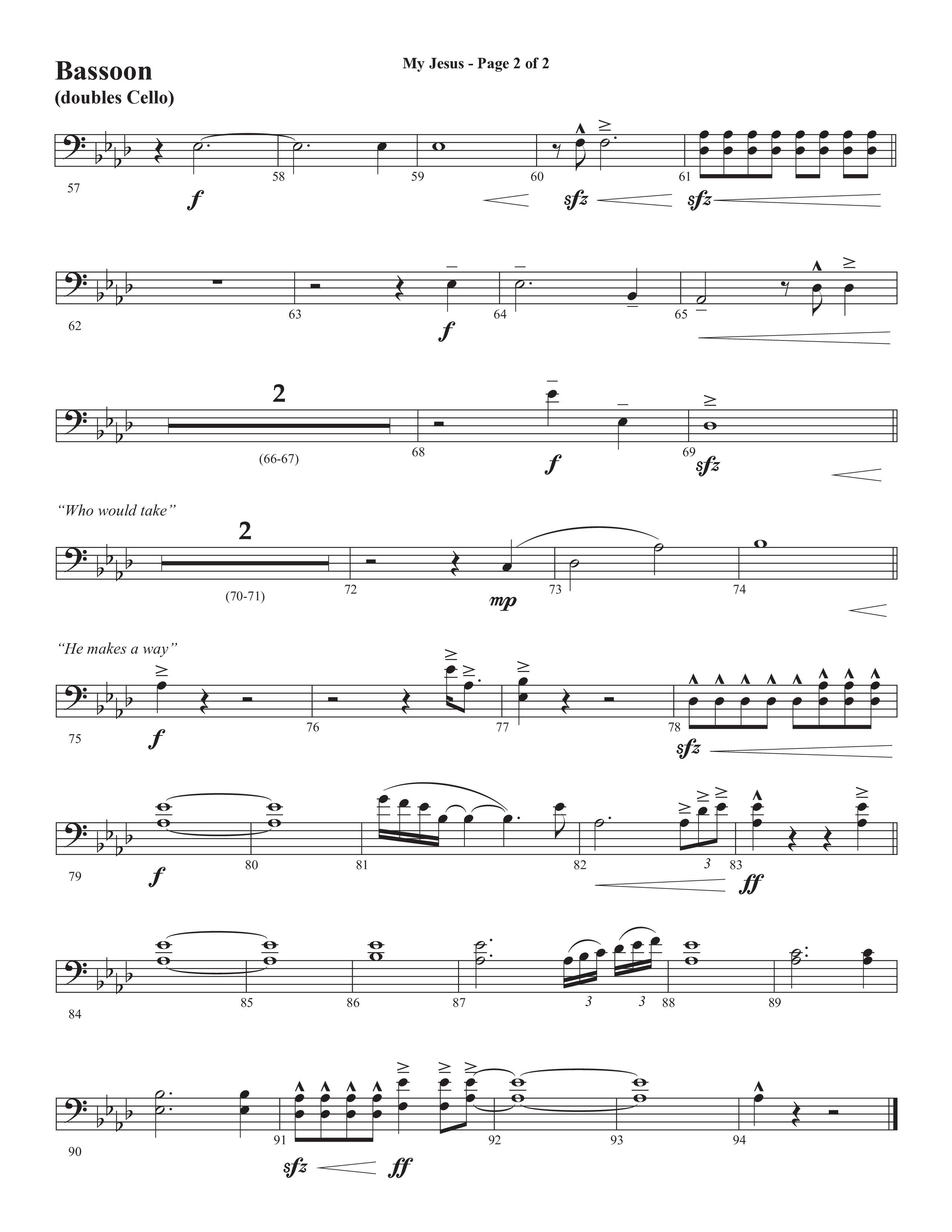 My Jesus (with My Jesus I Love Thee) (Choral Anthem SATB) Bassoon (Semsen Music / Arr. Cliff Duren)