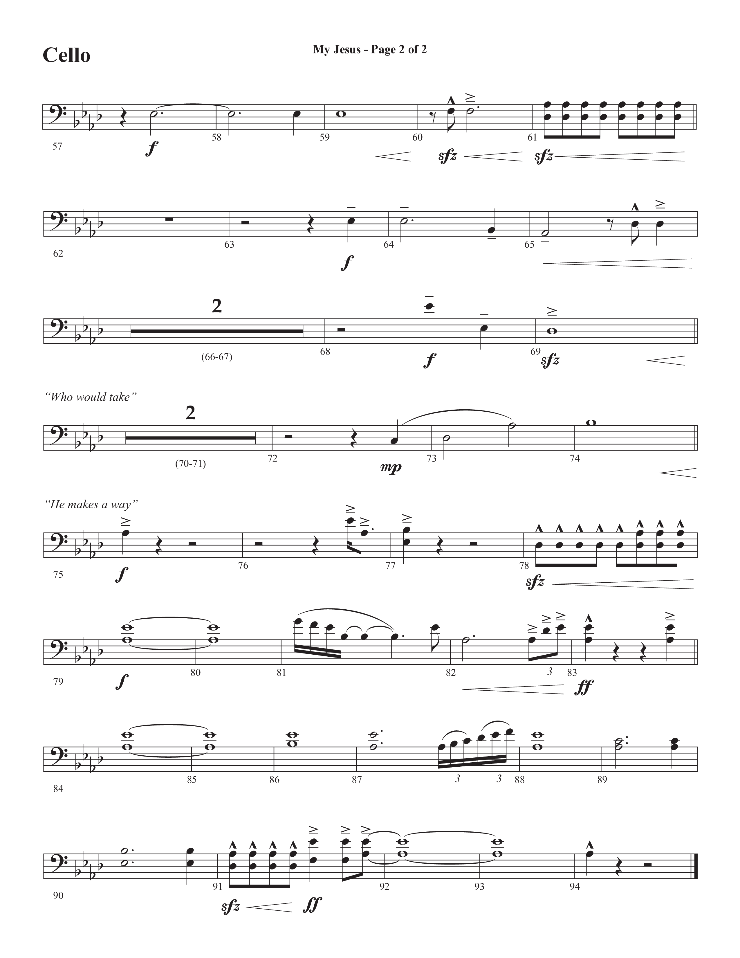 My Jesus (with My Jesus I Love Thee) (Choral Anthem SATB) Cello (Semsen Music / Arr. Cliff Duren)