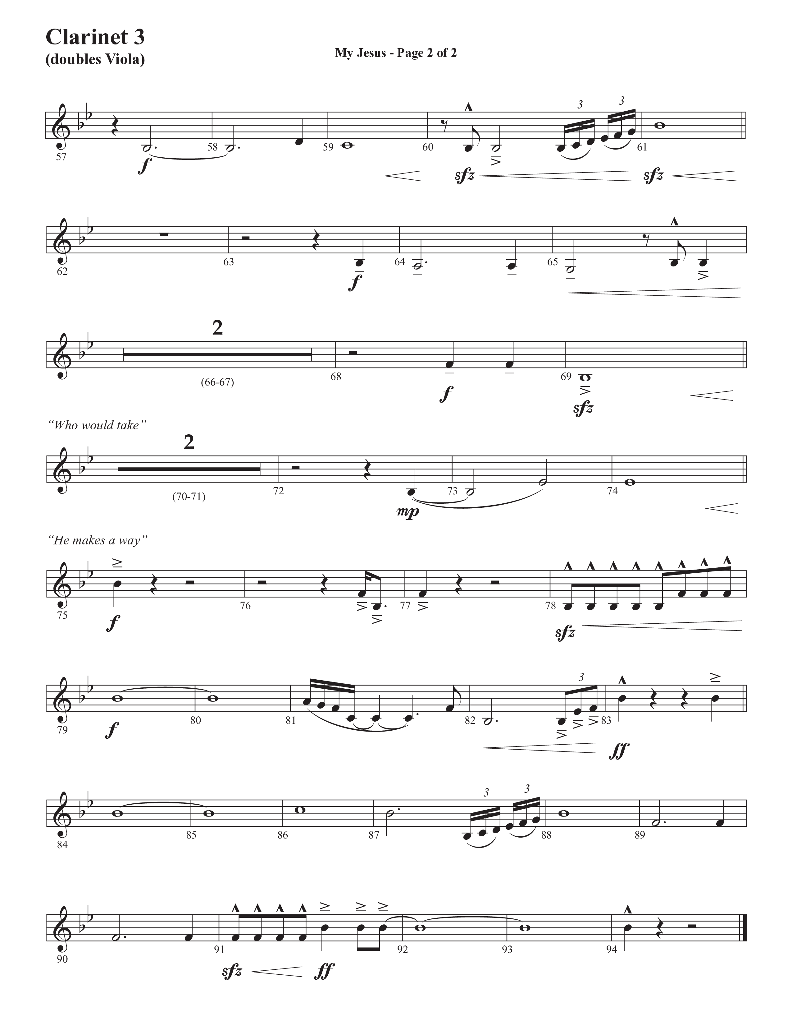 My Jesus (with My Jesus I Love Thee) (Choral Anthem SATB) Clarinet 3 (Semsen Music / Arr. Cliff Duren)