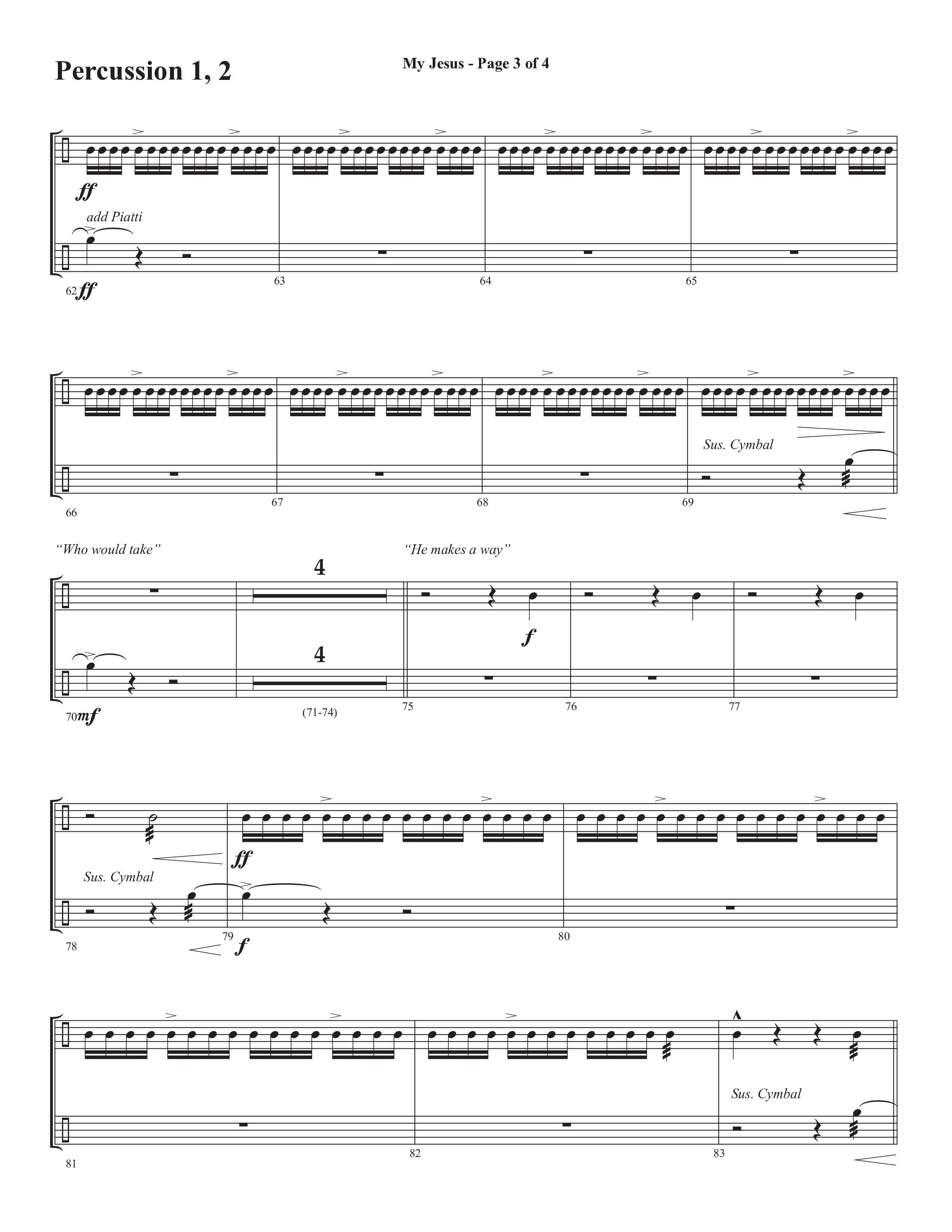 My Jesus (with My Jesus I Love Thee) (Choral Anthem SATB) Percussion 1/2 (Semsen Music / Arr. Cliff Duren)