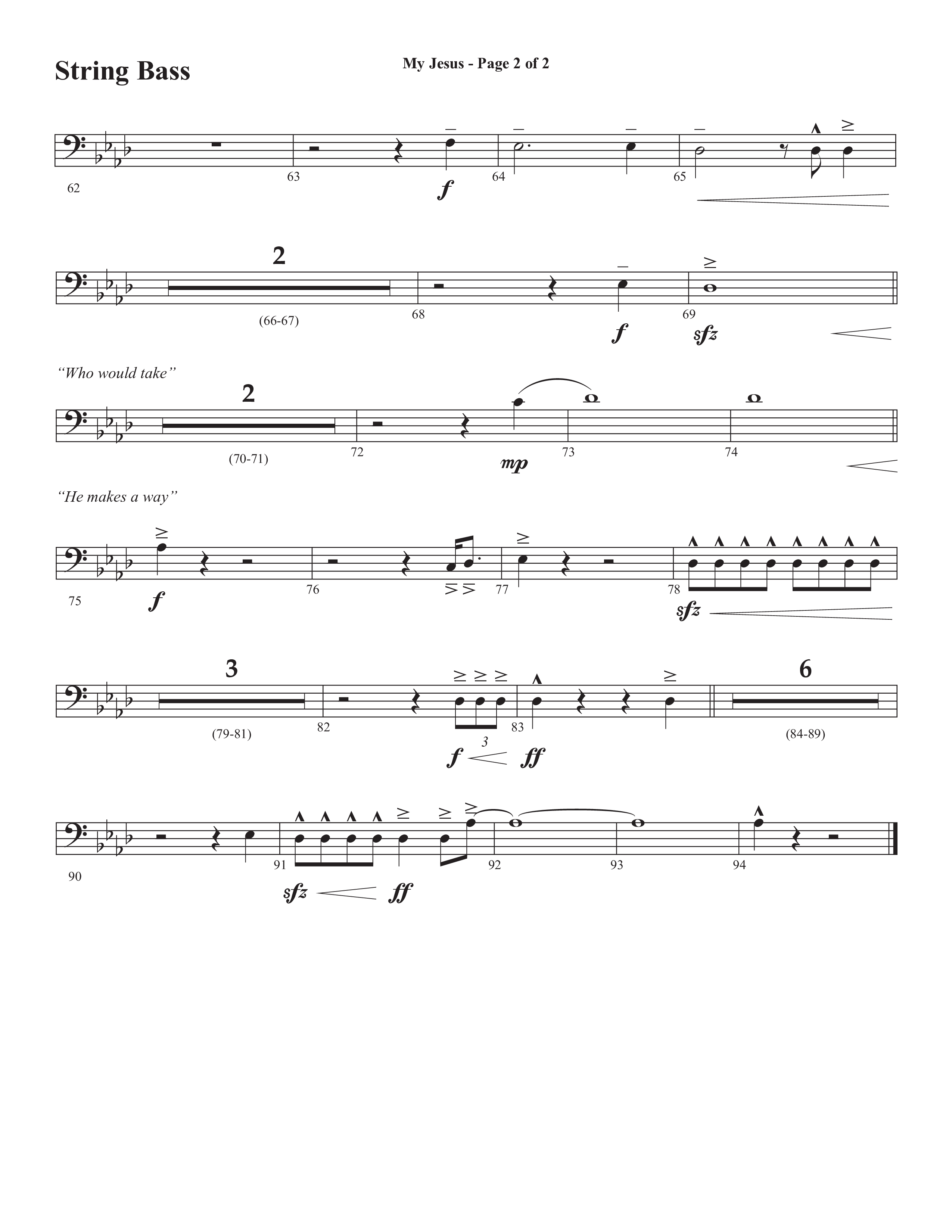 My Jesus (with My Jesus I Love Thee) (Choral Anthem SATB) String Bass (Semsen Music / Arr. Cliff Duren)