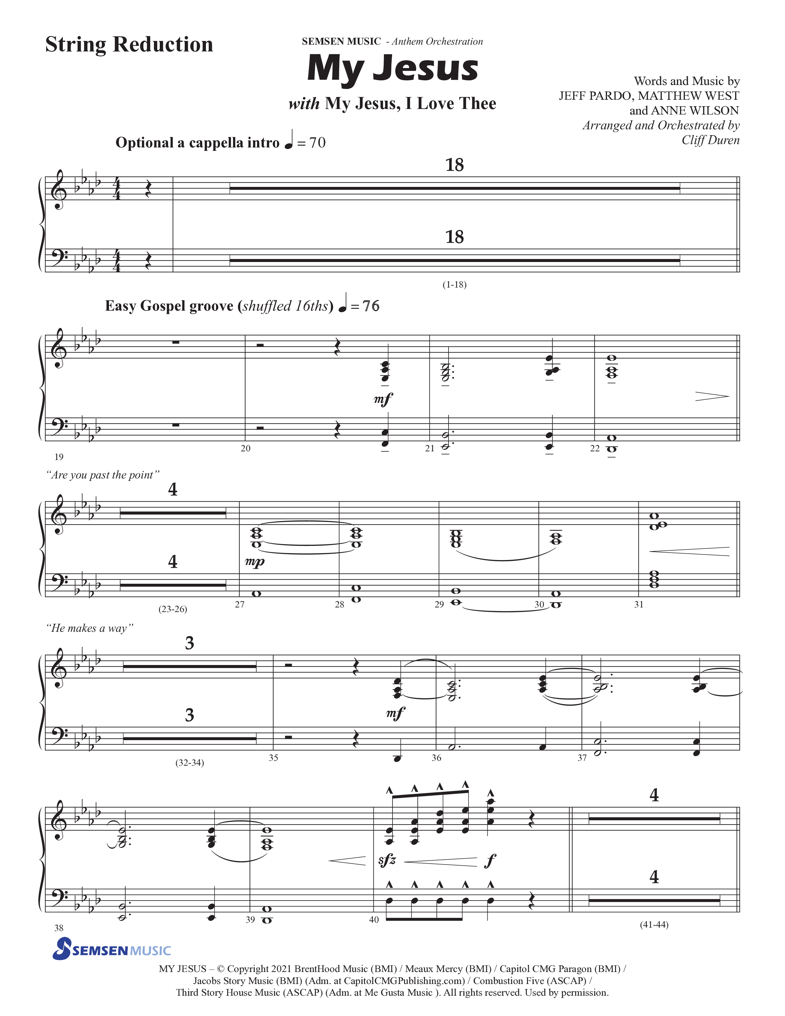 My Jesus (with My Jesus I Love Thee) (Choral Anthem SATB) String Reduction (Semsen Music / Arr. Cliff Duren)