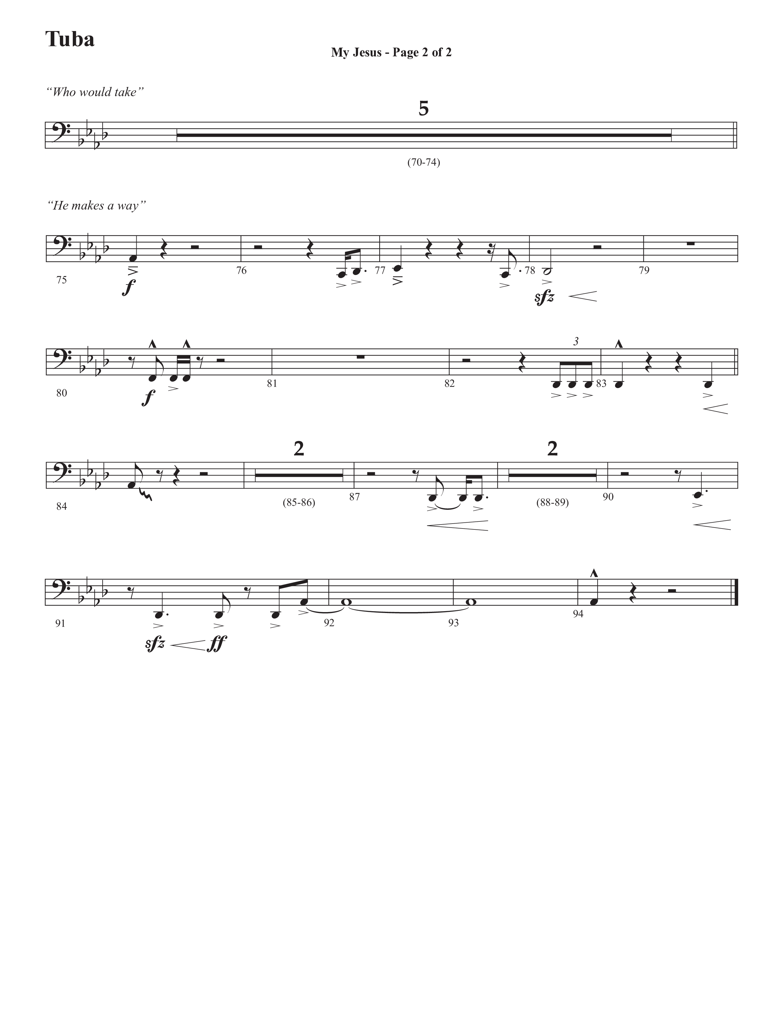 My Jesus (with My Jesus I Love Thee) (Choral Anthem SATB) Tuba (Semsen Music / Arr. Cliff Duren)