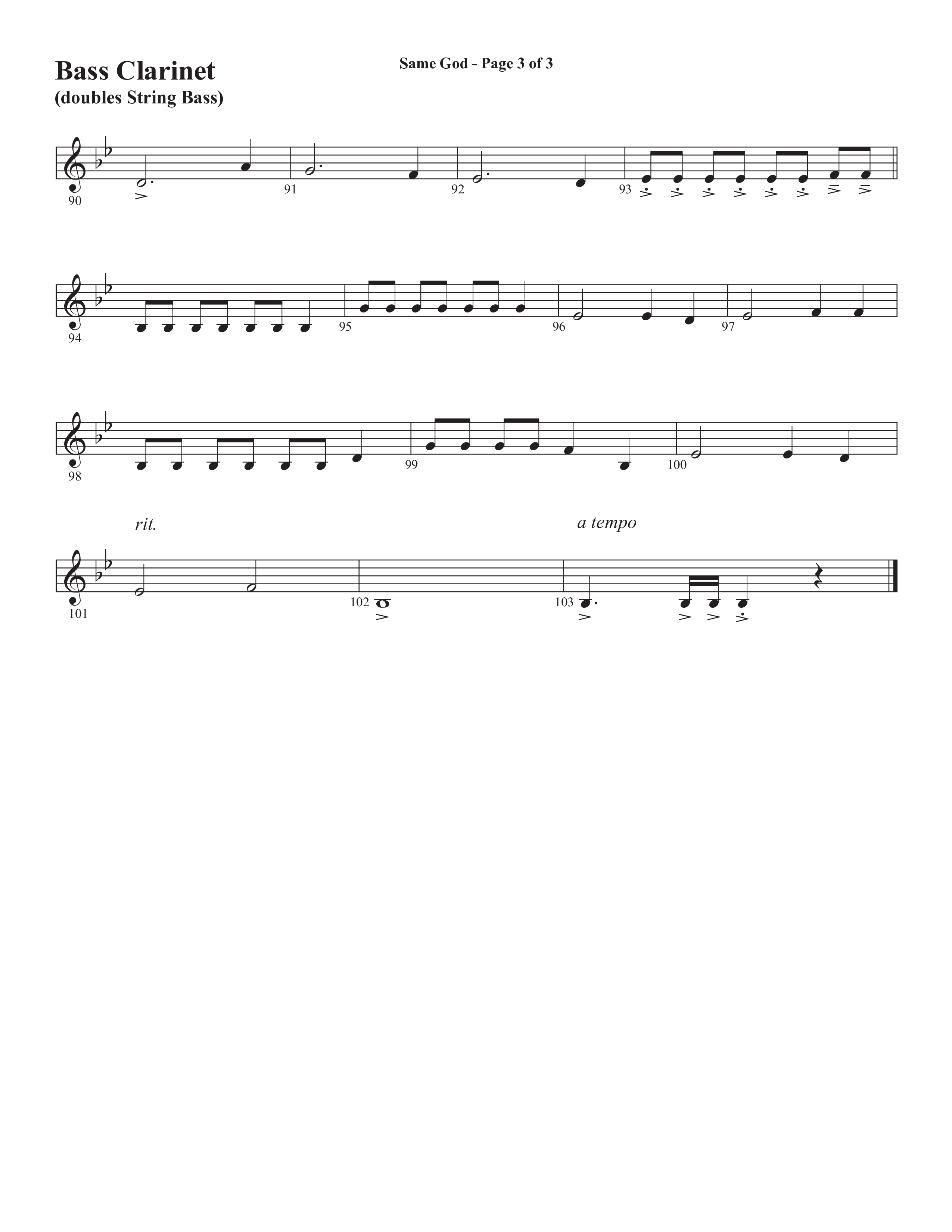 Same God (Choral Anthem SATB) Bass Clarinet (Semsen Music / Arr. Phil Nitz)