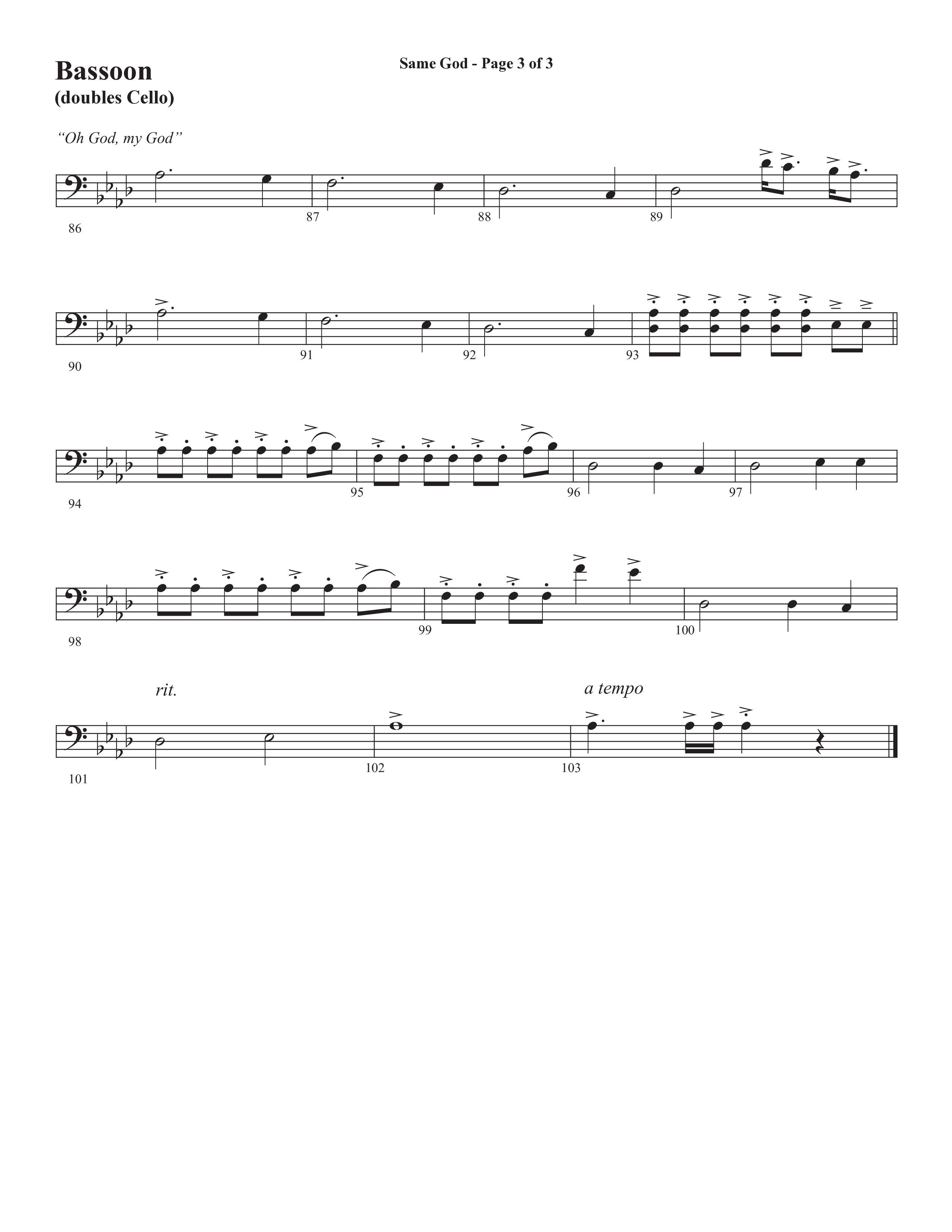 Same God (Choral Anthem SATB) Bassoon (Semsen Music / Arr. Phil Nitz)