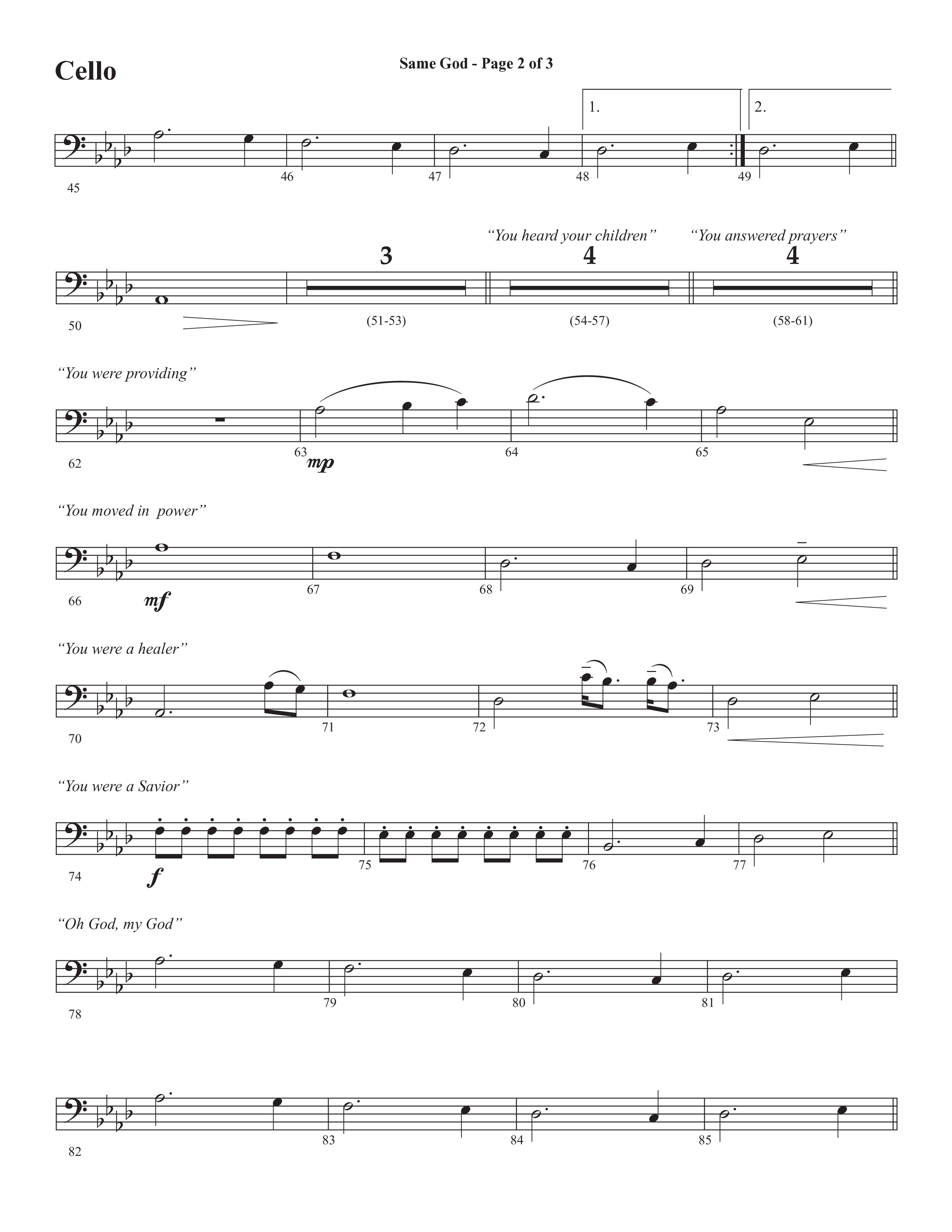 Same God (Choral Anthem SATB) Cello (Semsen Music / Arr. Phil Nitz)