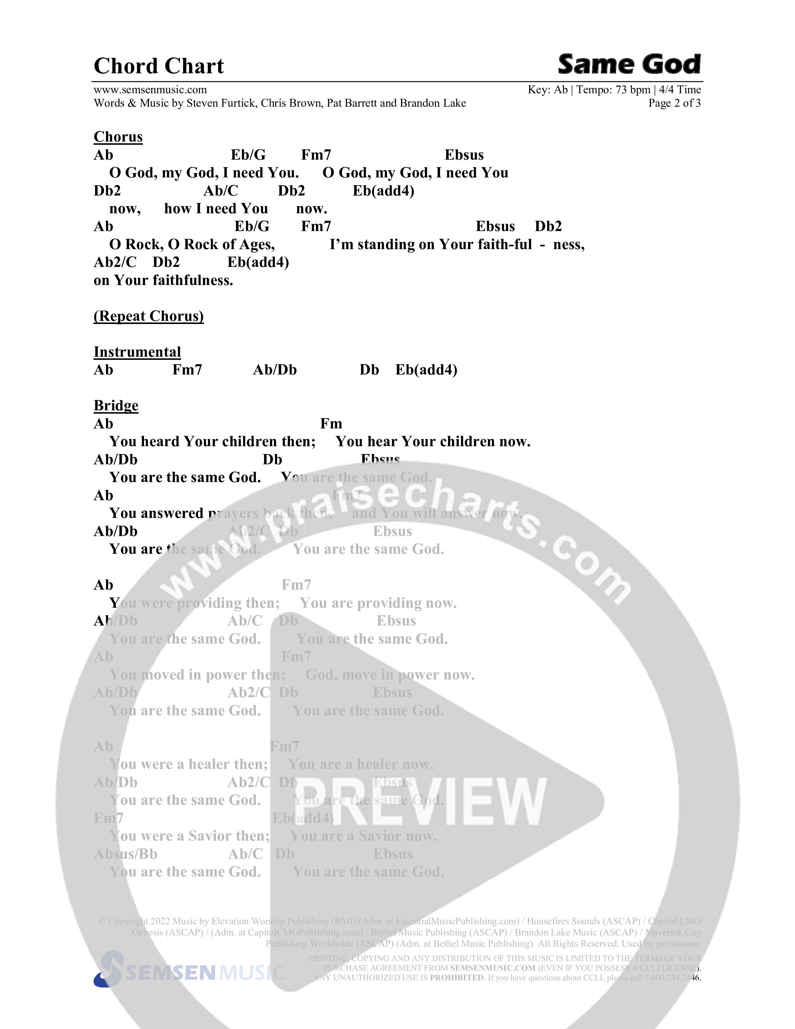 Same God (Choral Anthem SATB) Chords & Lead Sheet (Semsen Music / Arr. Phil Nitz)