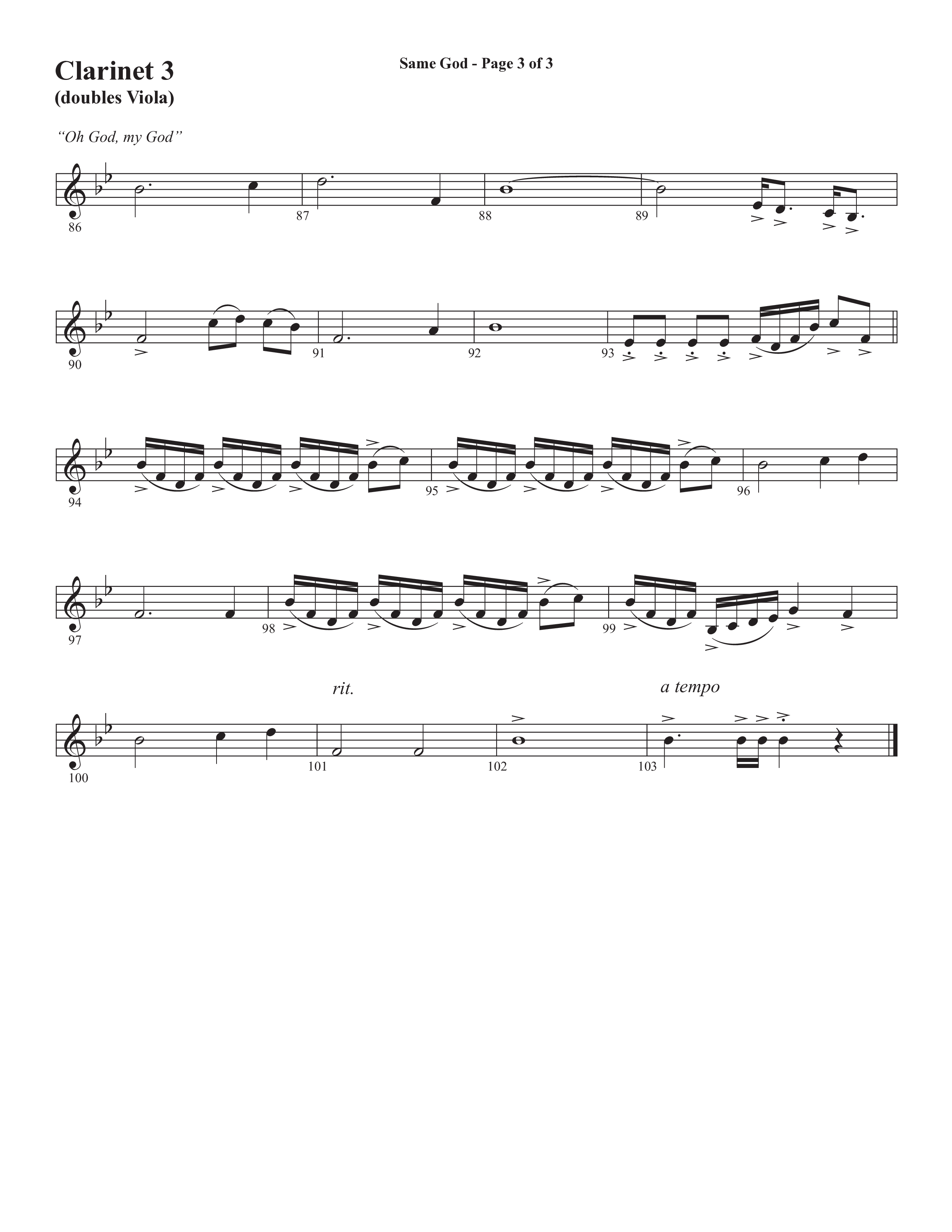 Same God (Choral Anthem SATB) Clarinet 3 (Semsen Music / Arr. Phil Nitz)