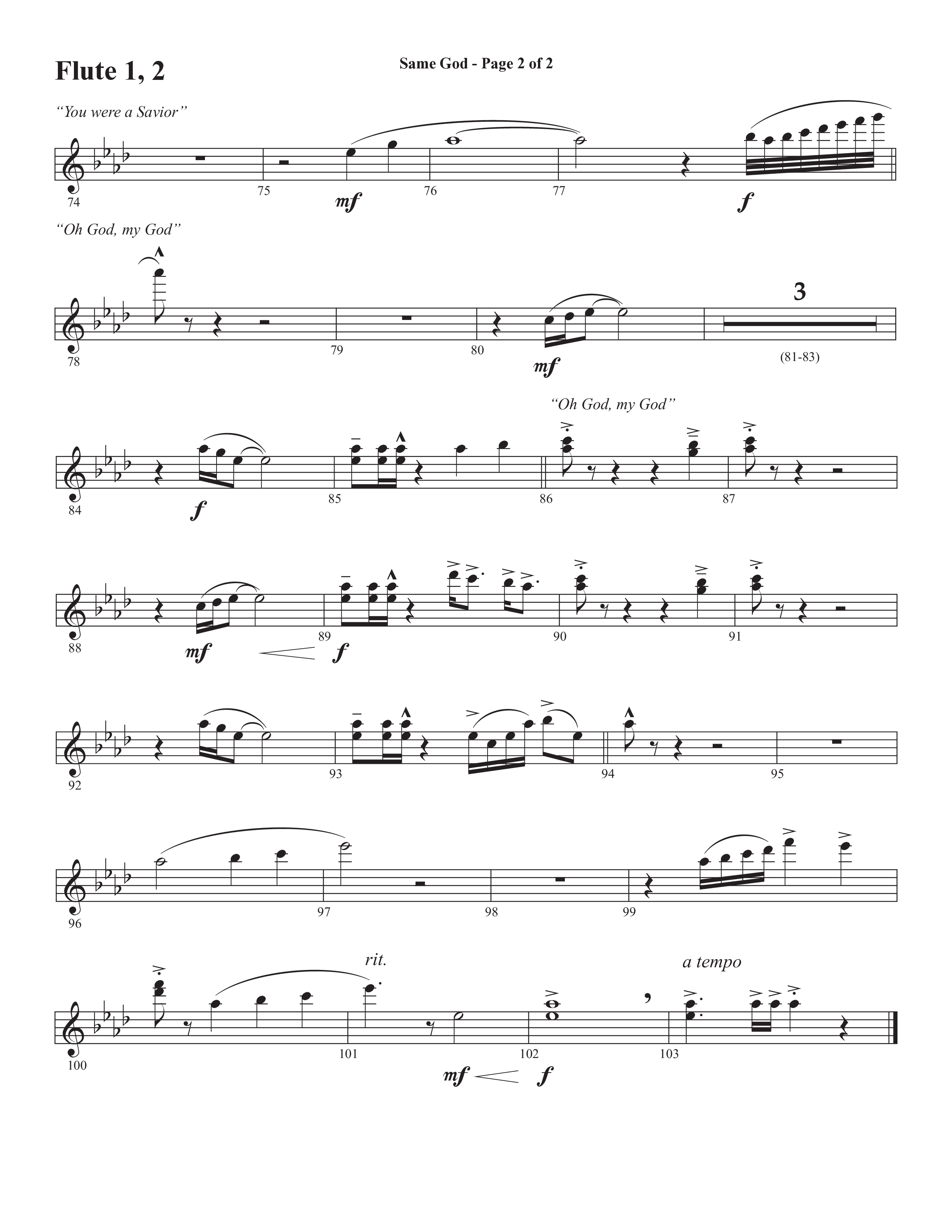 Same God (Choral Anthem SATB) Flute 1/2 (Semsen Music / Arr. Phil Nitz)