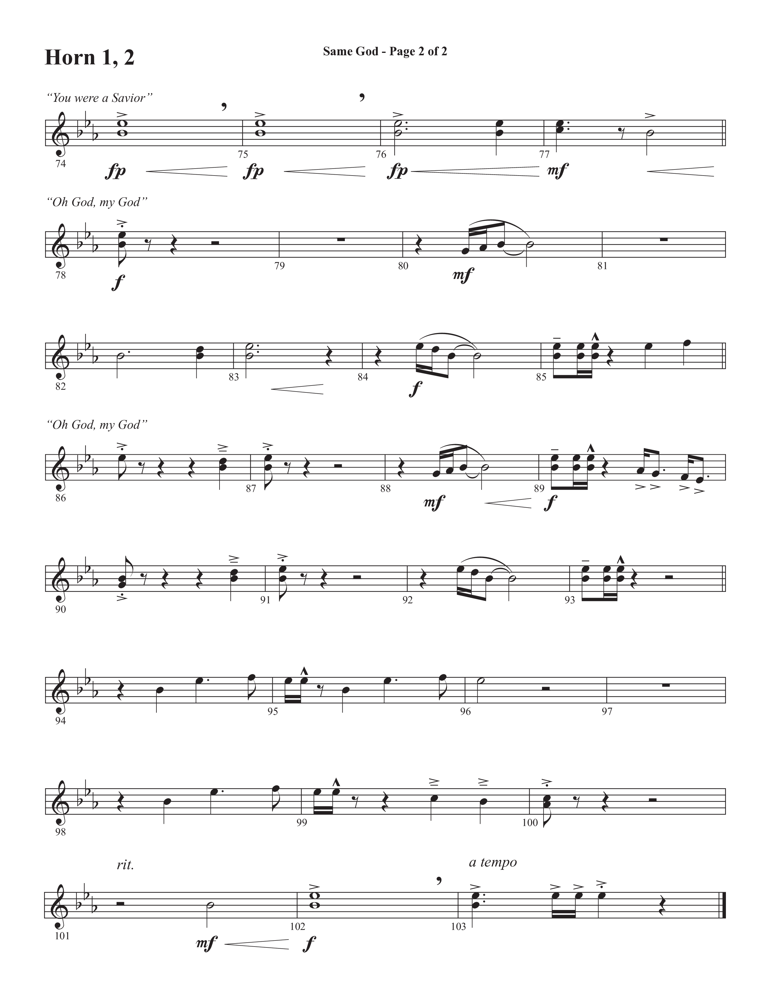 Same God (Choral Anthem SATB) French Horn 1/2 (Semsen Music / Arr. Phil Nitz)