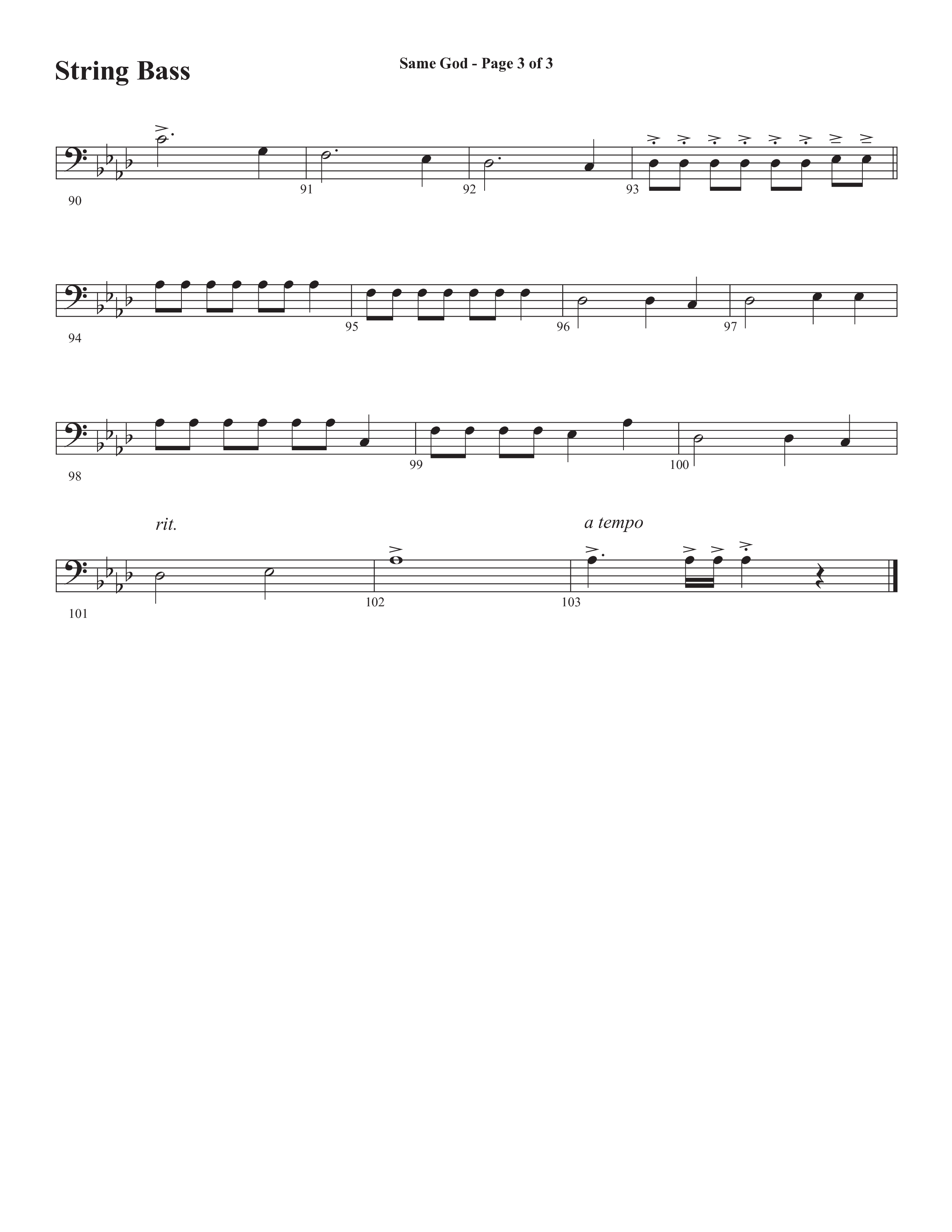 Same God (Choral Anthem SATB) String Bass (Semsen Music / Arr. Phil Nitz)