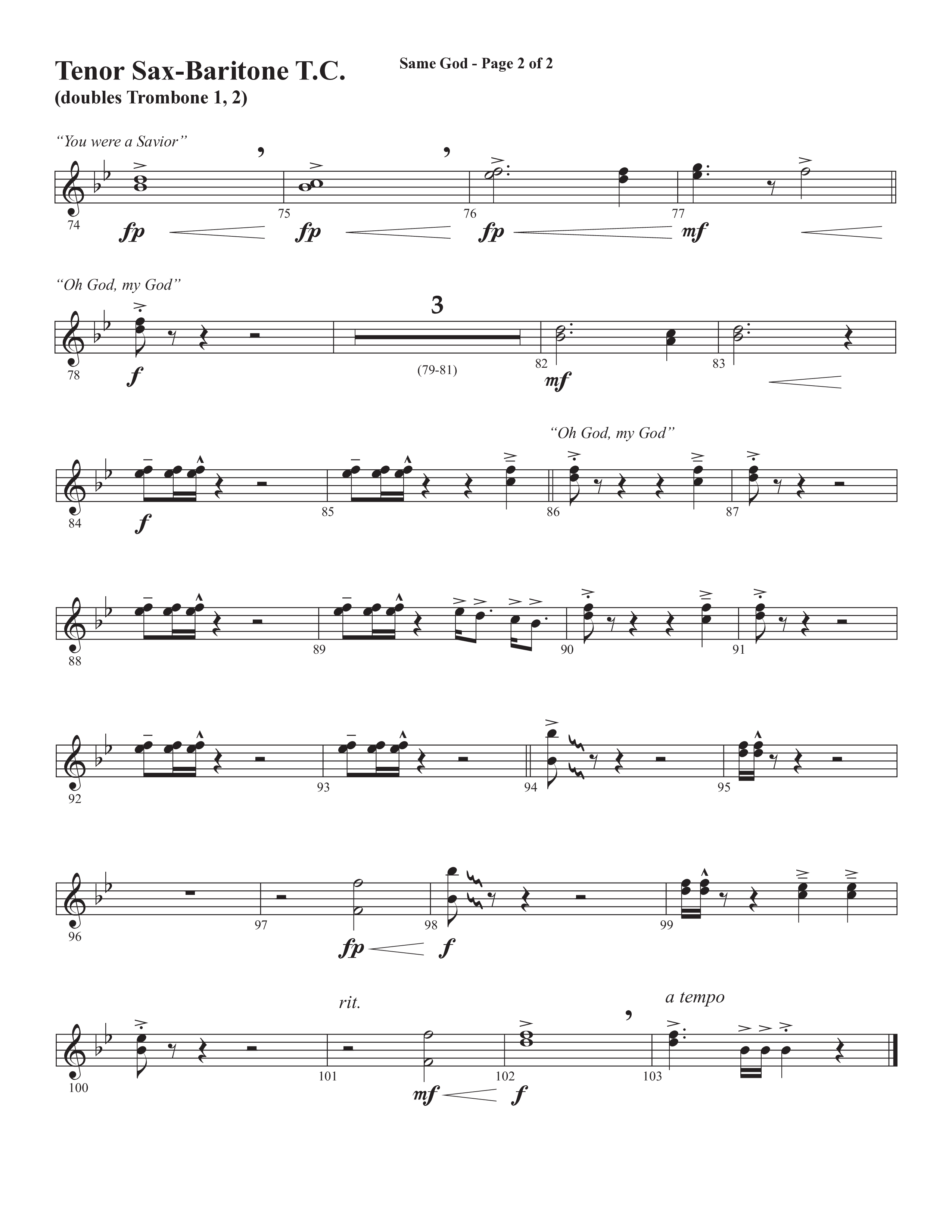 Same God (Choral Anthem SATB) Tenor Sax/Baritone T.C. (Semsen Music / Arr. Phil Nitz)