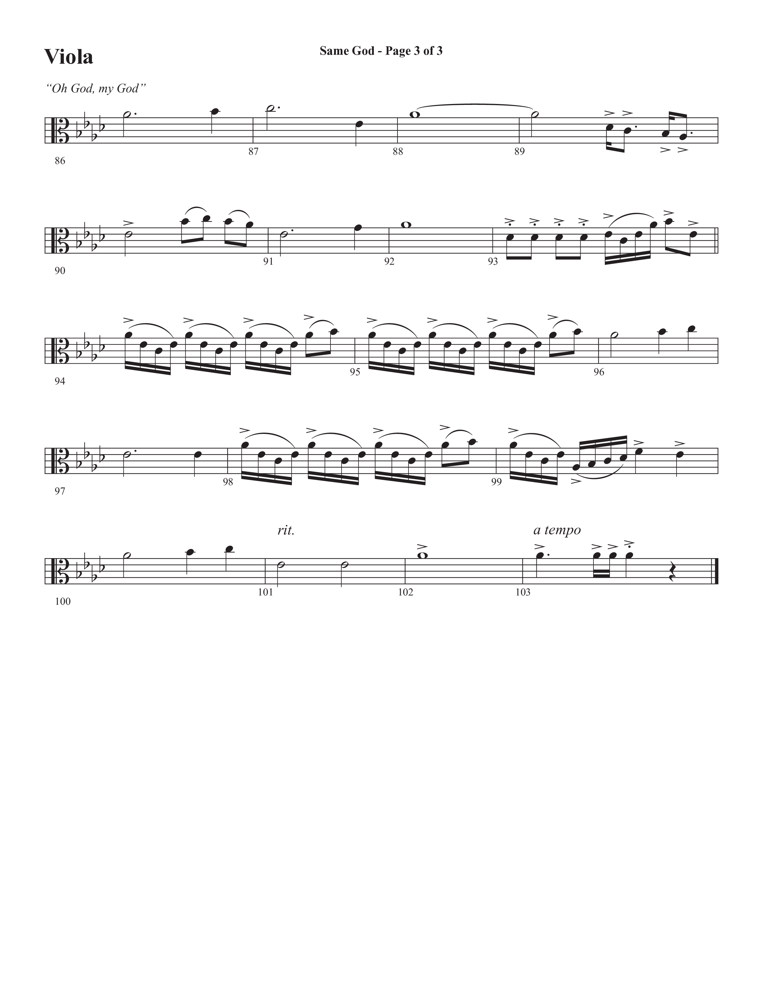 Same God (Choral Anthem SATB) Viola (Semsen Music / Arr. Phil Nitz)