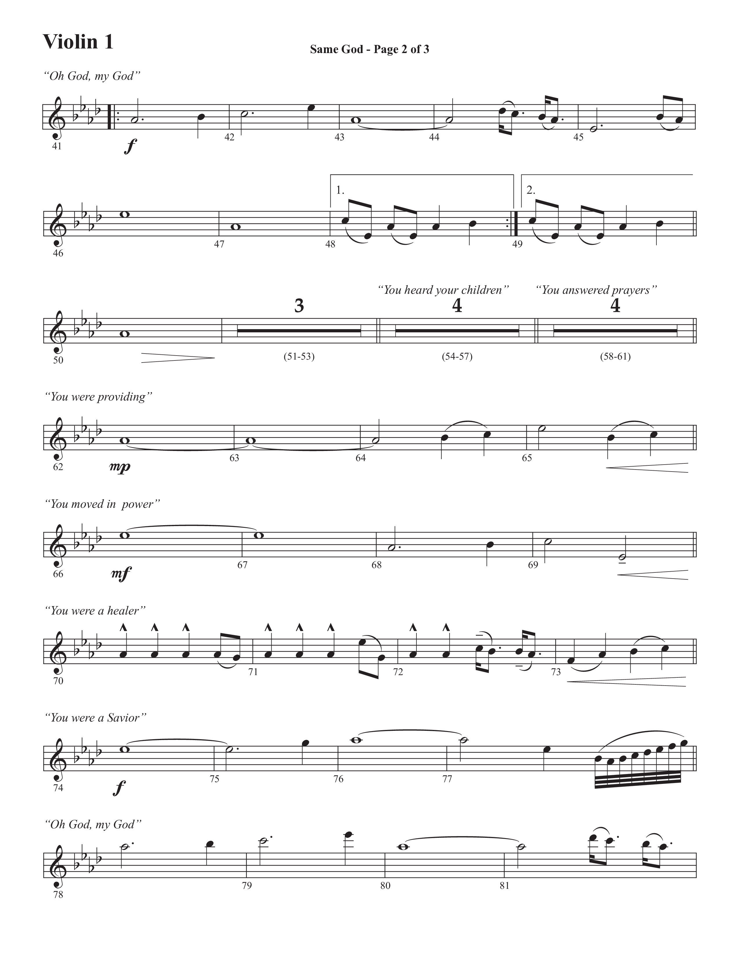 Same God (Choral Anthem SATB) Violin 1 (Semsen Music / Arr. Phil Nitz)