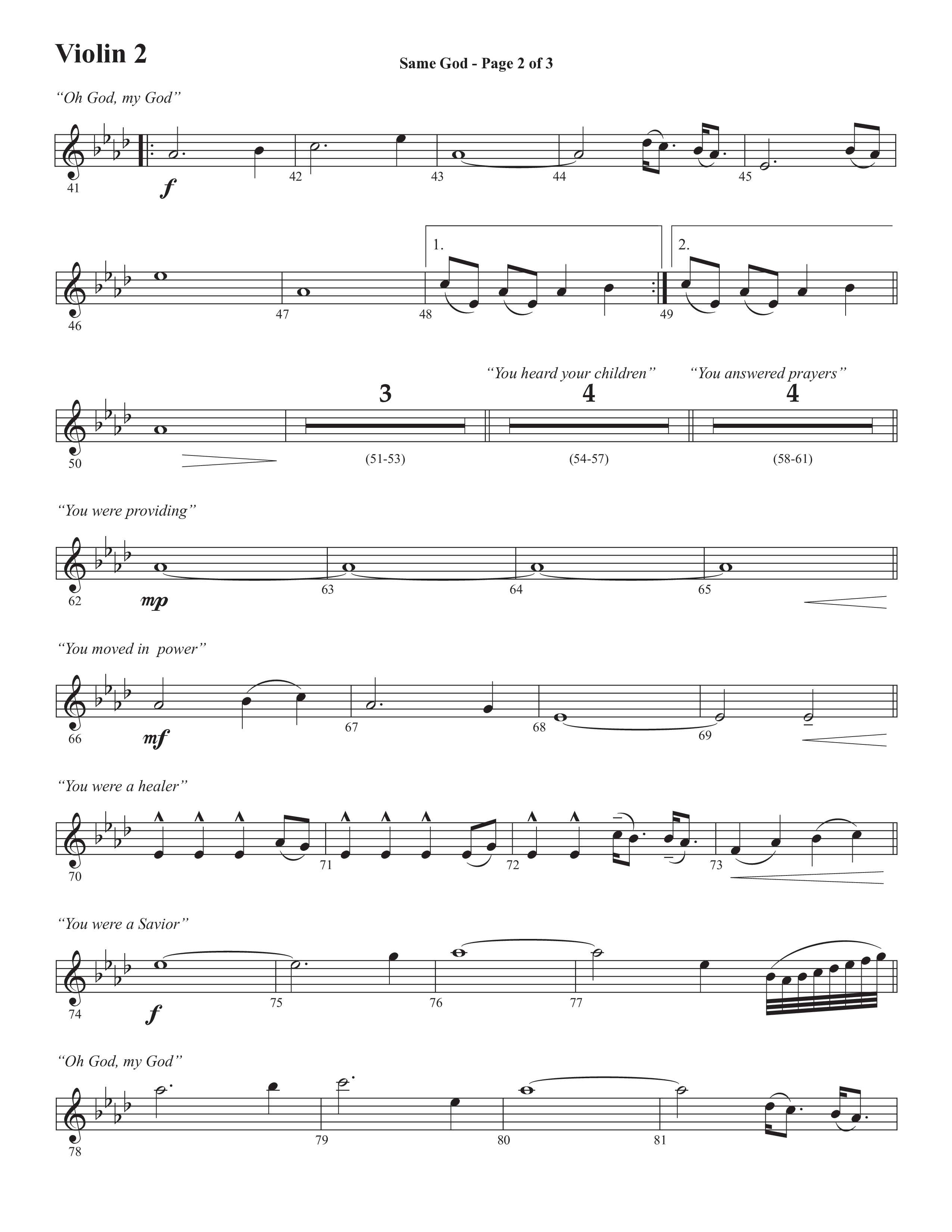 Same God (Choral Anthem SATB) Violin 2 (Semsen Music / Arr. Phil Nitz)