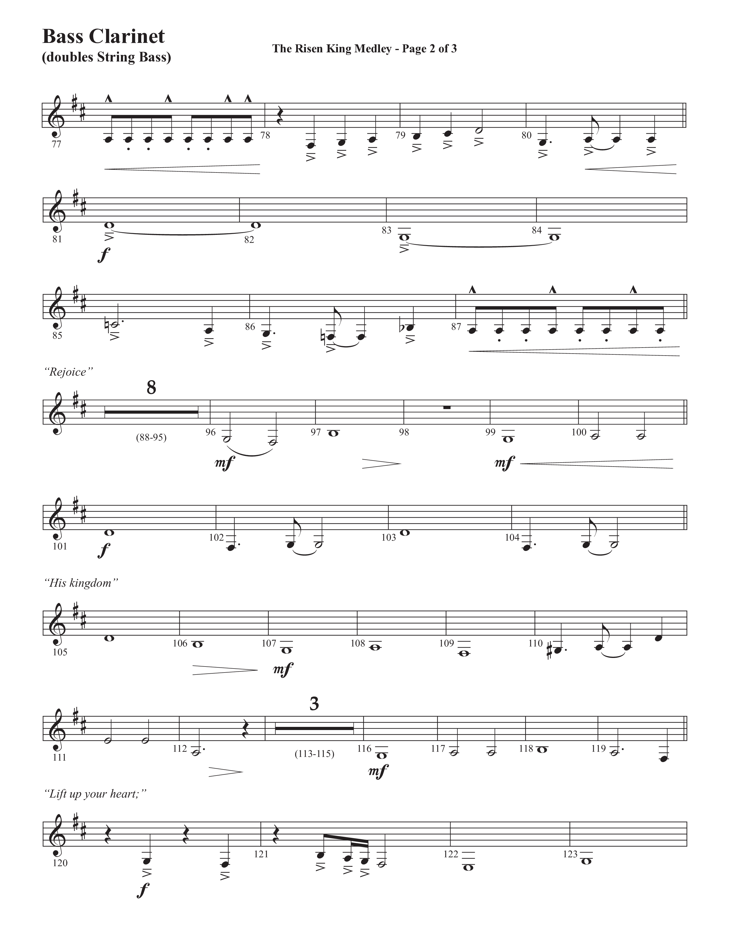 The Risen King Medley (Choral Anthem SATB) Bass Clarinet (Semsen Music / Arr. John Bolin / Orch. Cliff Duren)