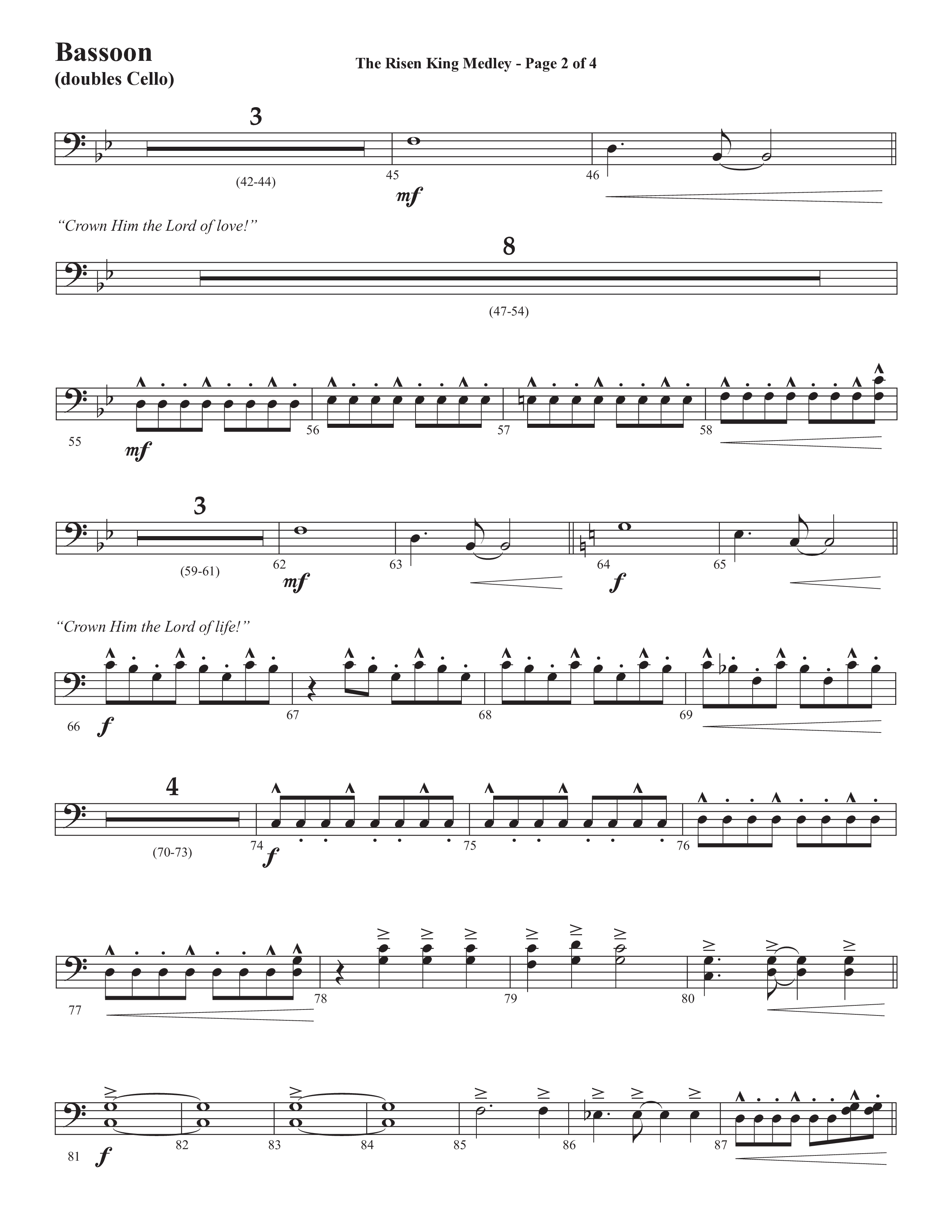The Risen King Medley (Choral Anthem SATB) Bassoon (Semsen Music / Arr. John Bolin / Orch. Cliff Duren)
