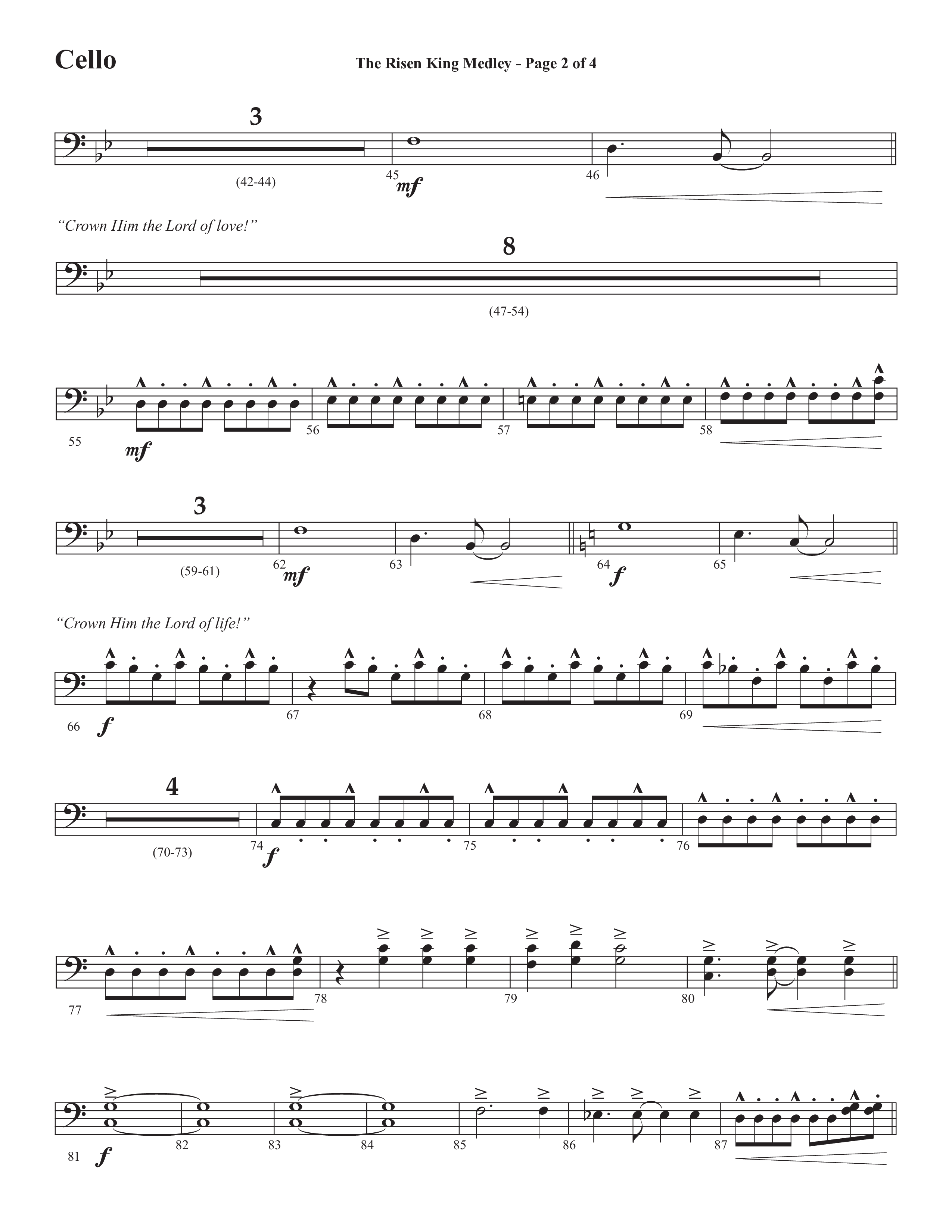 The Risen King Medley (Choral Anthem SATB) Cello (Semsen Music / Arr. John Bolin / Orch. Cliff Duren)