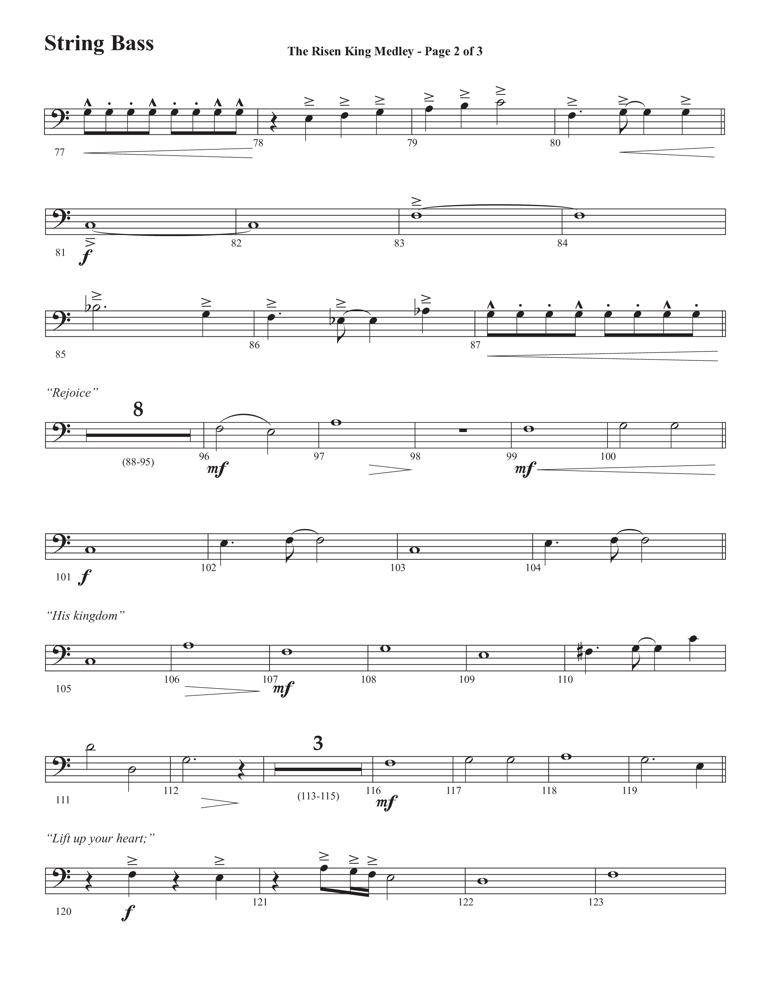 The Risen King Medley (Choral Anthem SATB) String Bass (Semsen Music / Arr. John Bolin / Orch. Cliff Duren)