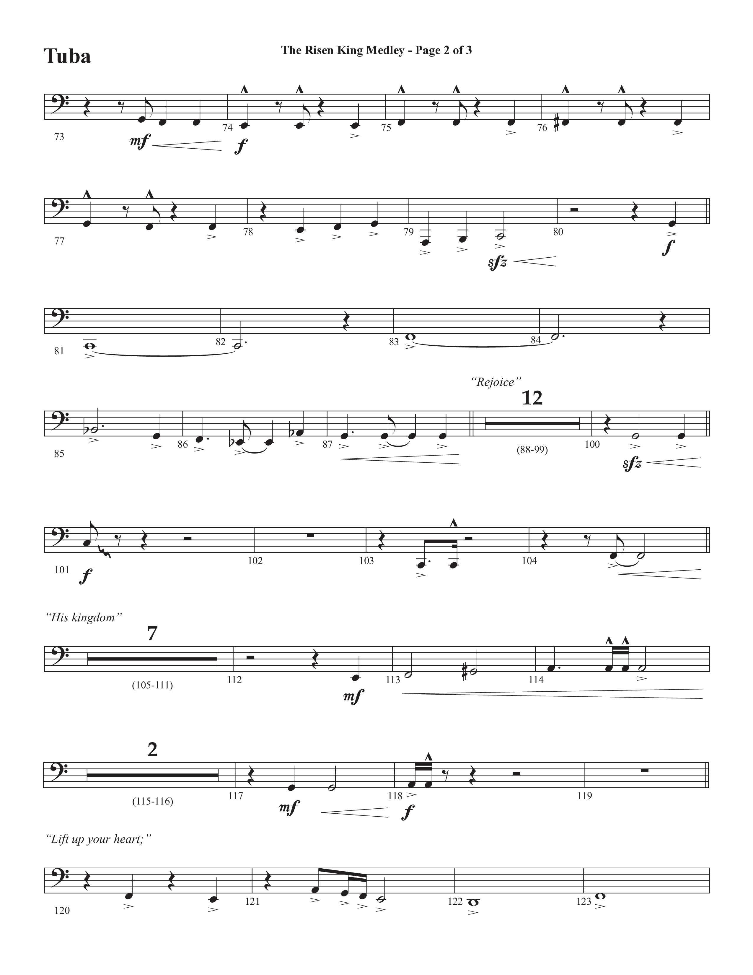 The Risen King Medley (Choral Anthem SATB) Tuba (Semsen Music / Arr. John Bolin / Orch. Cliff Duren)