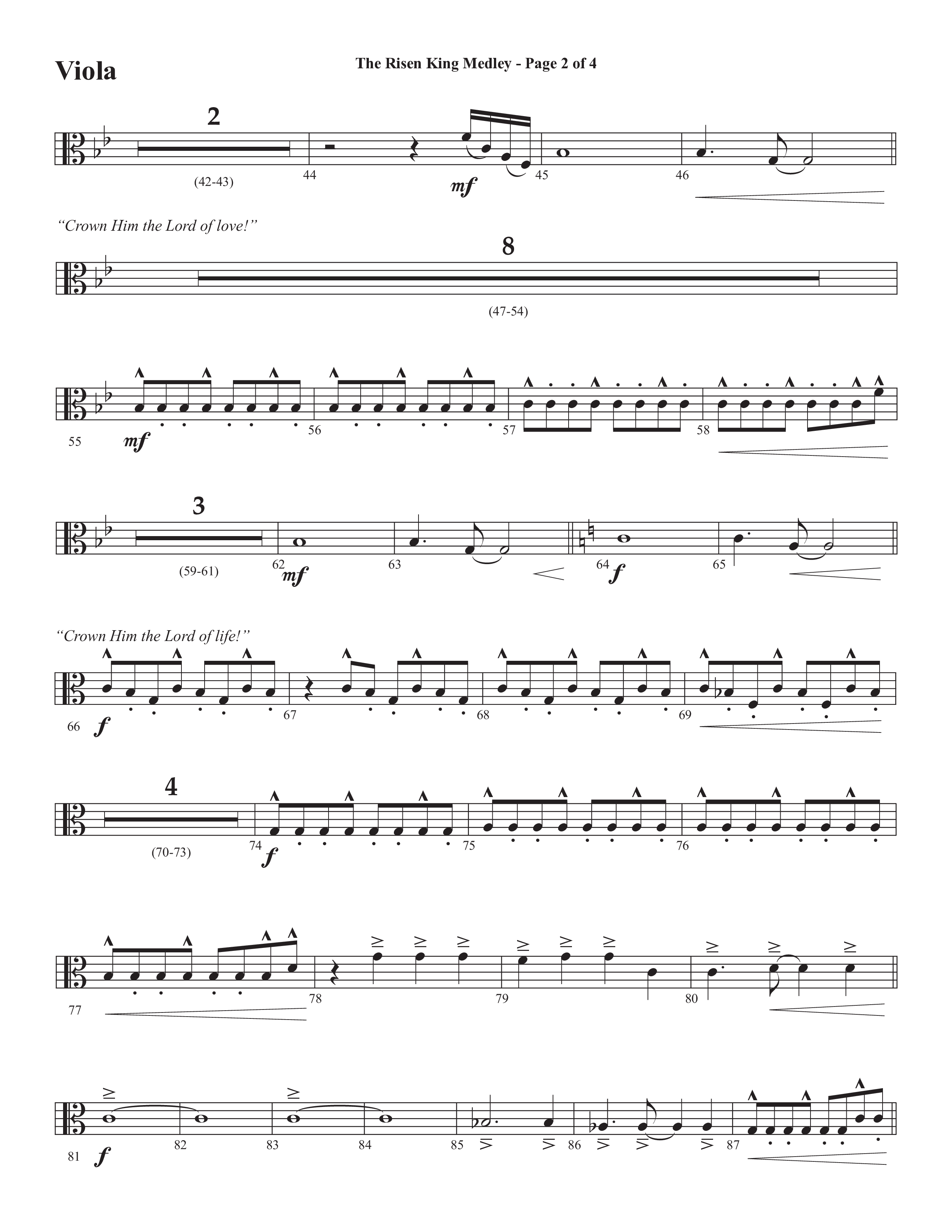 The Risen King Medley (Choral Anthem SATB) Viola (Semsen Music / Arr. John Bolin / Orch. Cliff Duren)