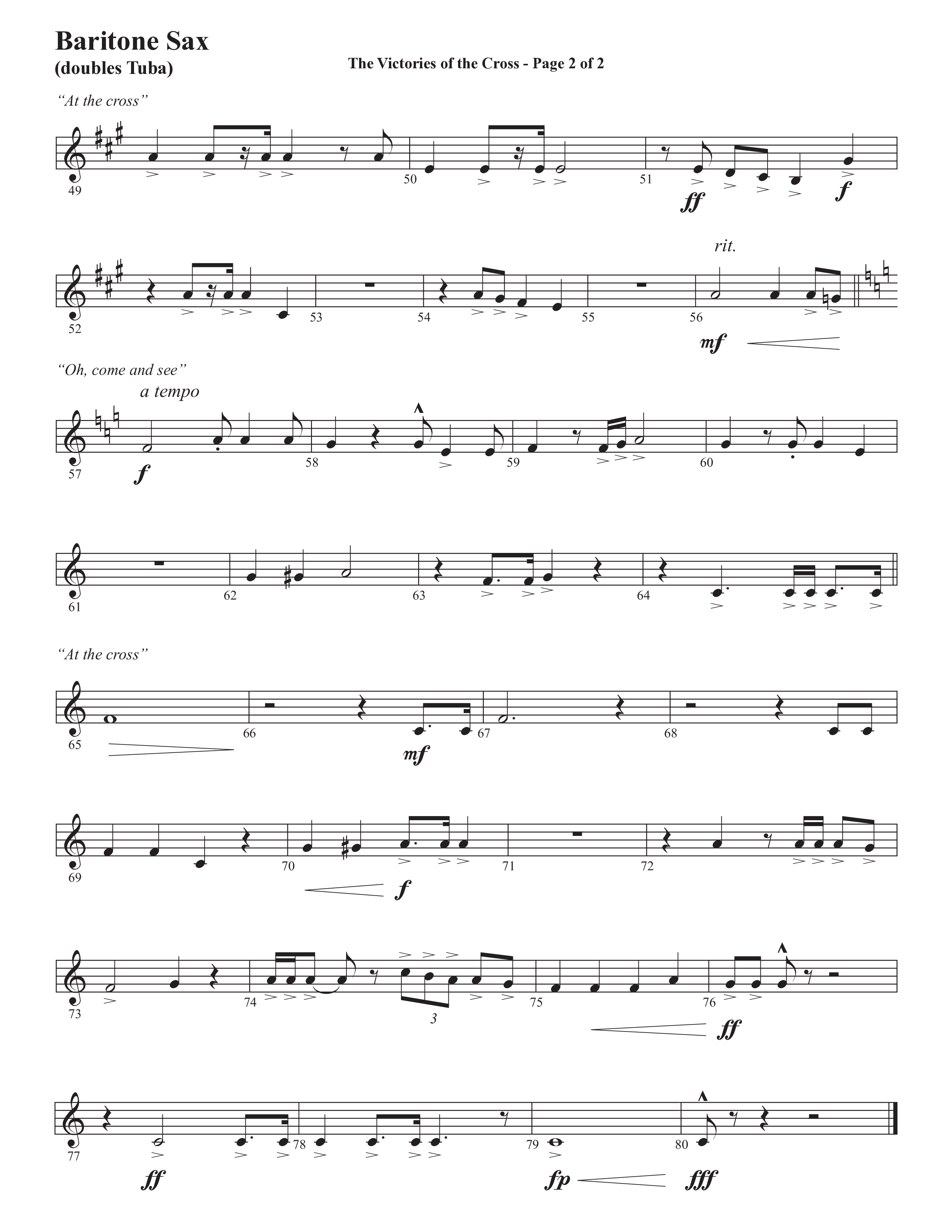 The Victories Of The Cross (with At The Cross) (Choral Anthem SATB) Bari Sax (Semsen Music / Arr. Daniel Semsen)