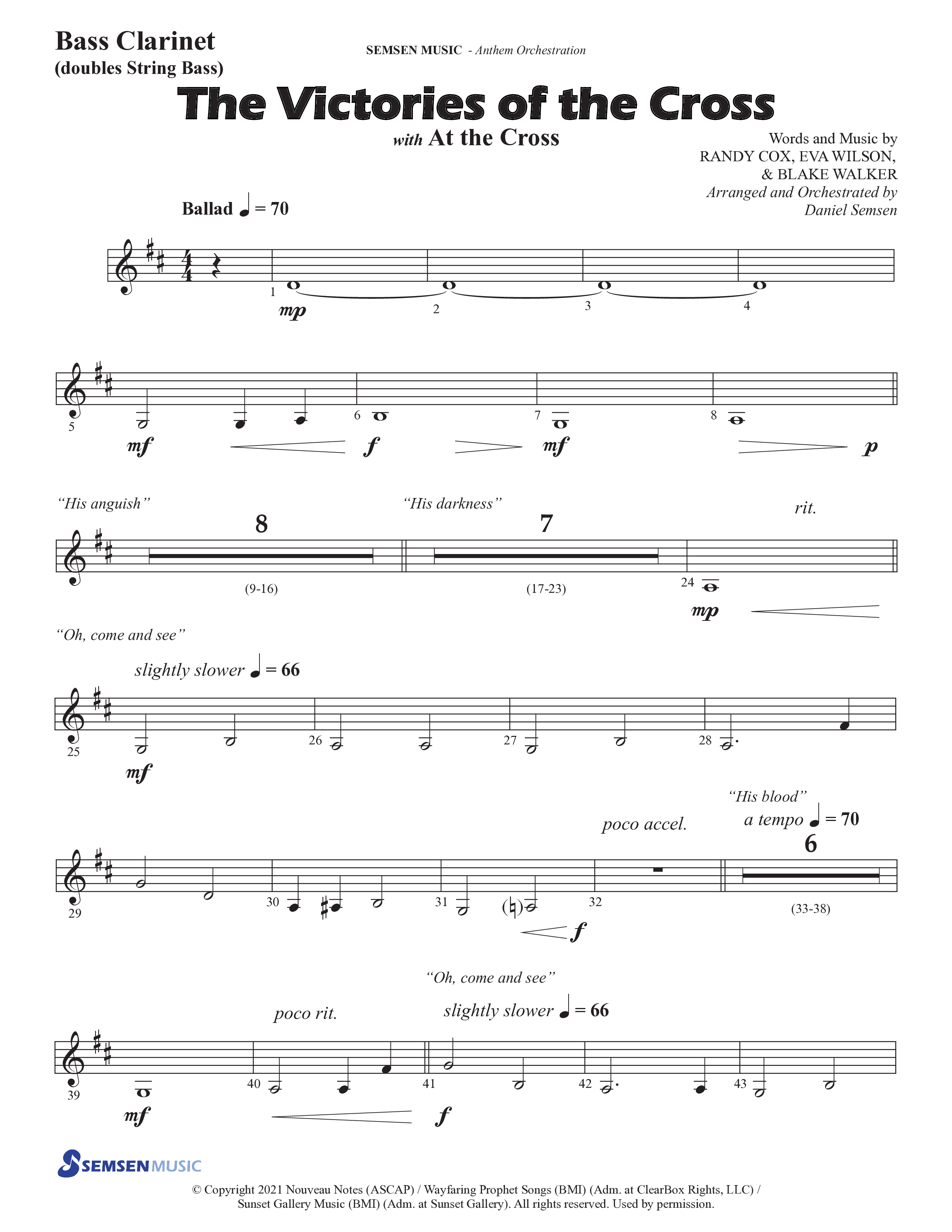The Victories Of The Cross (with At The Cross) (Choral Anthem SATB) Bass Clarinet (Semsen Music / Arr. Daniel Semsen)