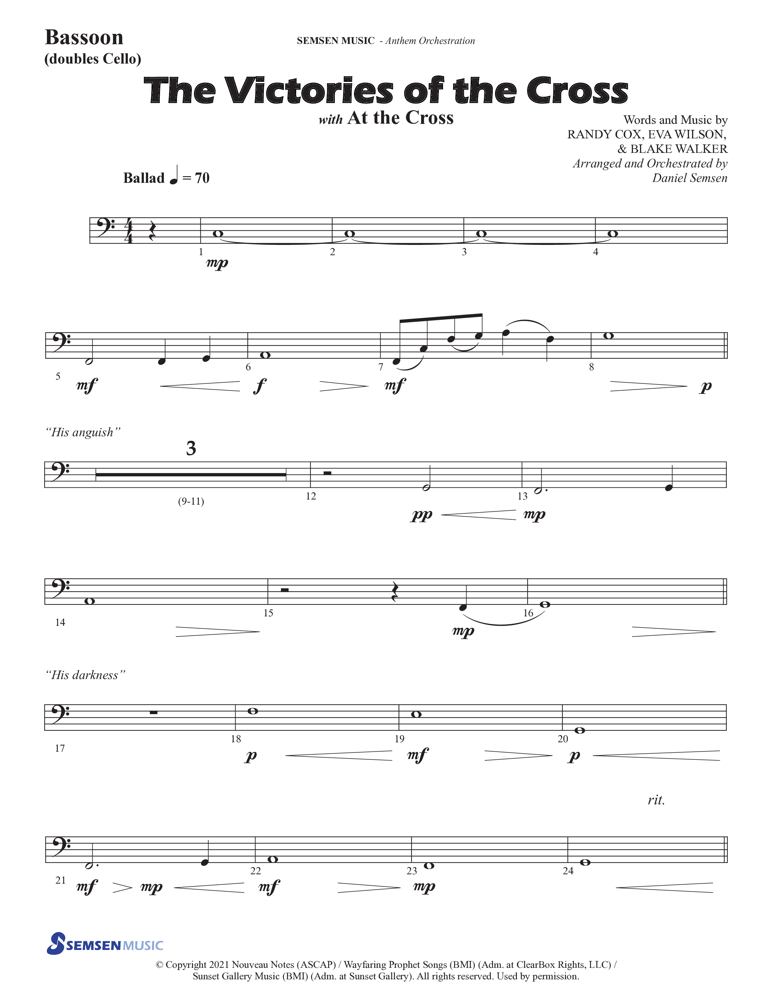 The Victories Of The Cross (with At The Cross) (Choral Anthem SATB) Bassoon (Semsen Music / Arr. Daniel Semsen)