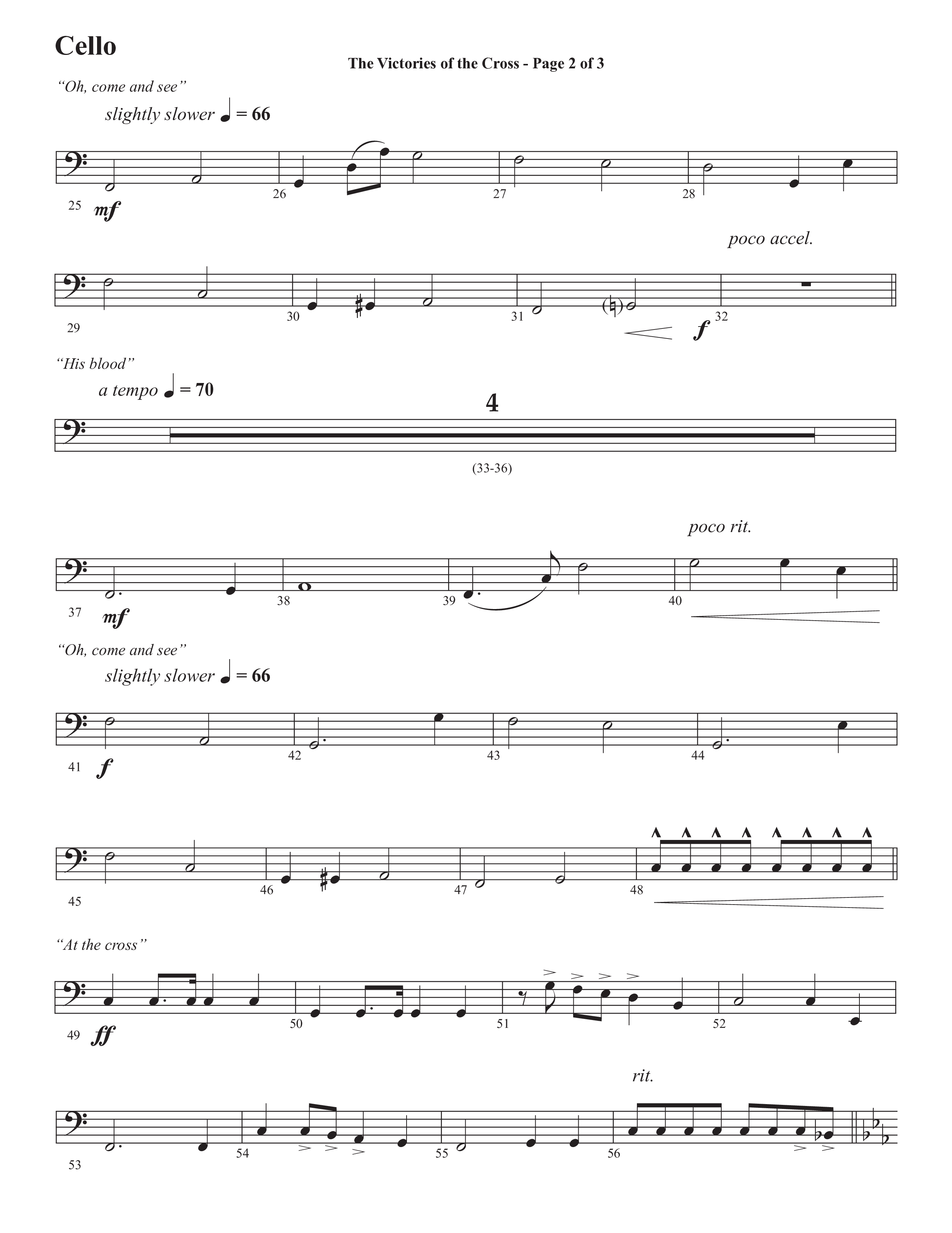 The Victories Of The Cross (with At The Cross) (Choral Anthem SATB) Cello (Semsen Music / Arr. Daniel Semsen)