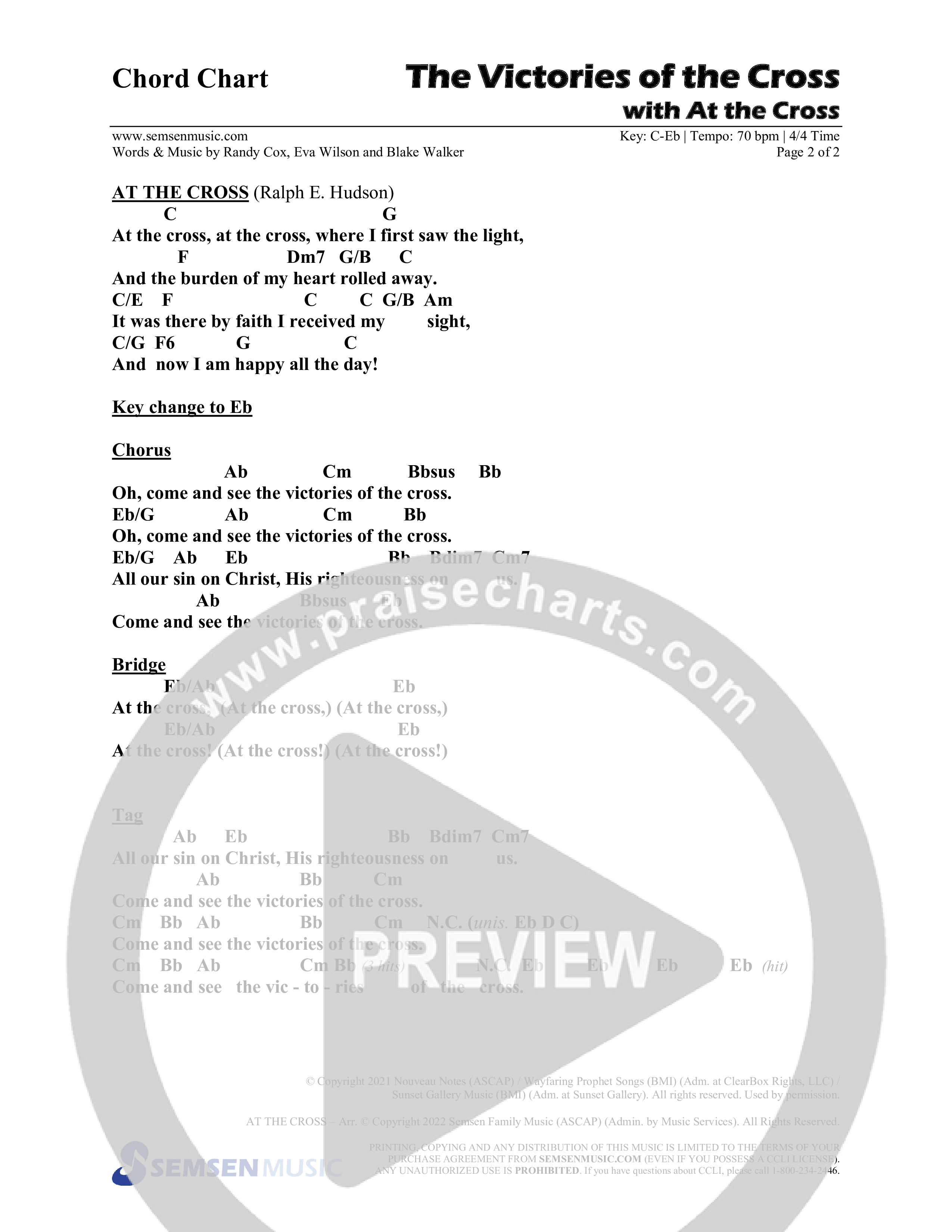 The Victories Of The Cross (with At The Cross) (Choral Anthem SATB) Chords & Lead Sheet (Semsen Music / Arr. Daniel Semsen)