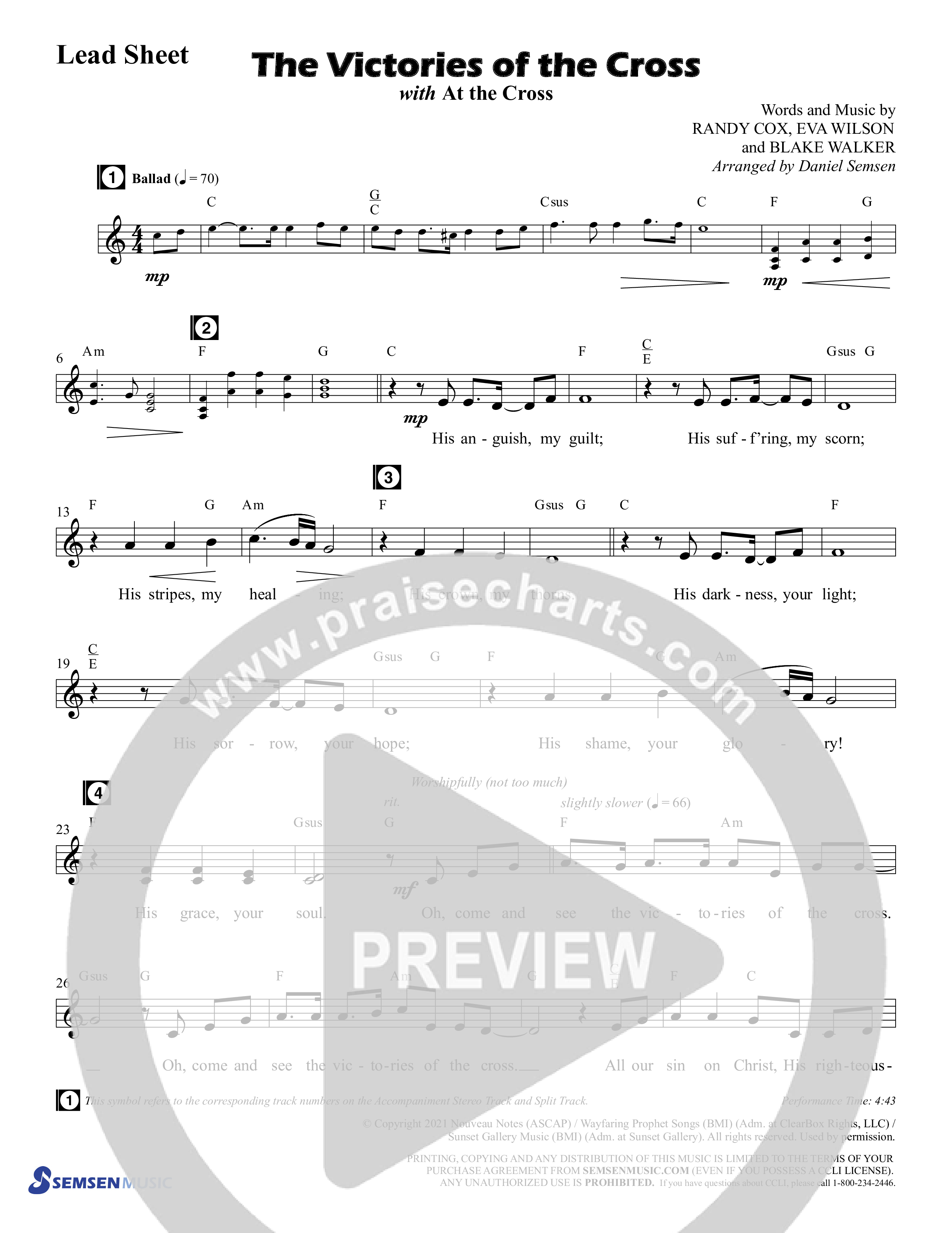 The Victories Of The Cross (with At The Cross) (Choral Anthem SATB) Chords & Lead Sheet (Semsen Music / Arr. Daniel Semsen)