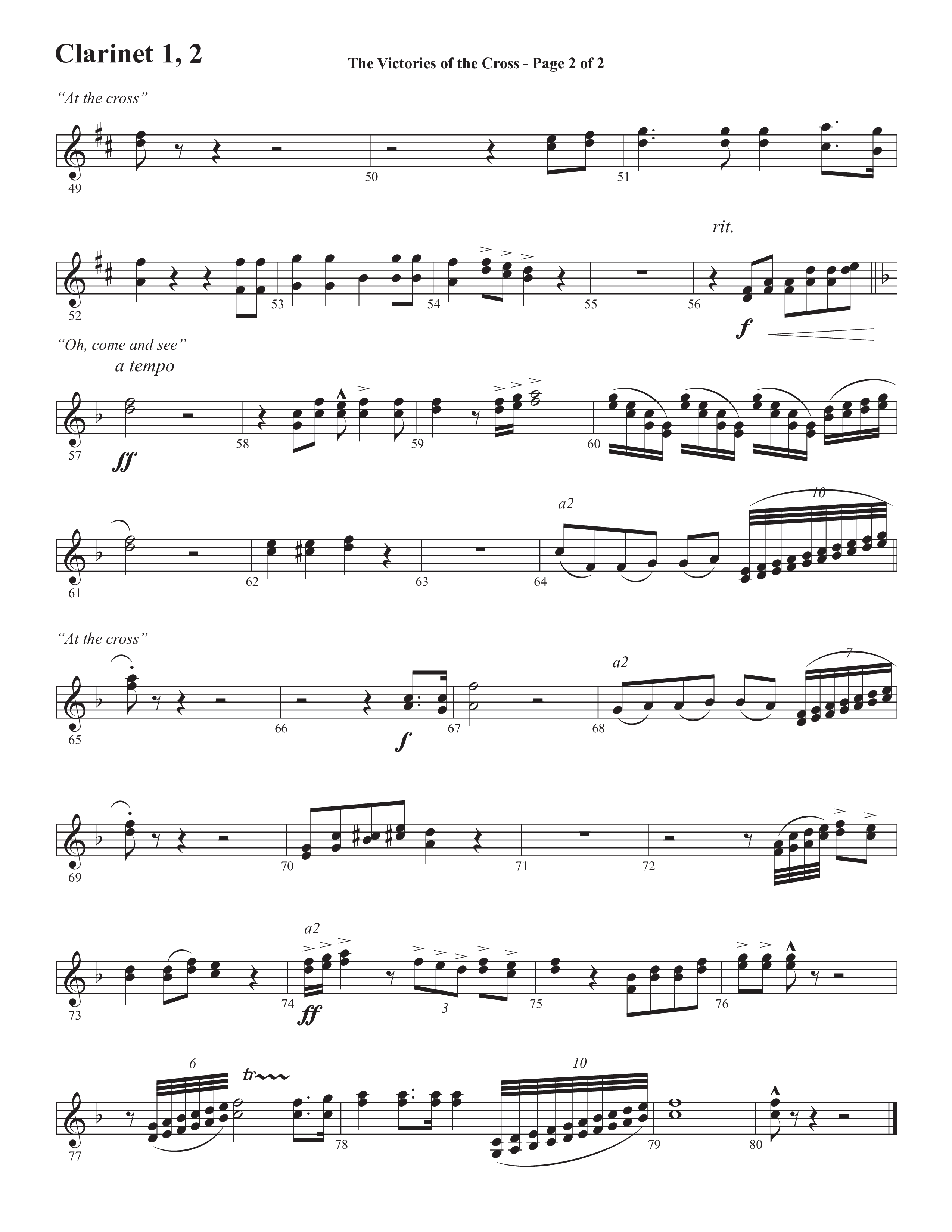 The Victories Of The Cross (with At The Cross) (Choral Anthem SATB) Clarinet 1/2 (Semsen Music / Arr. Daniel Semsen)