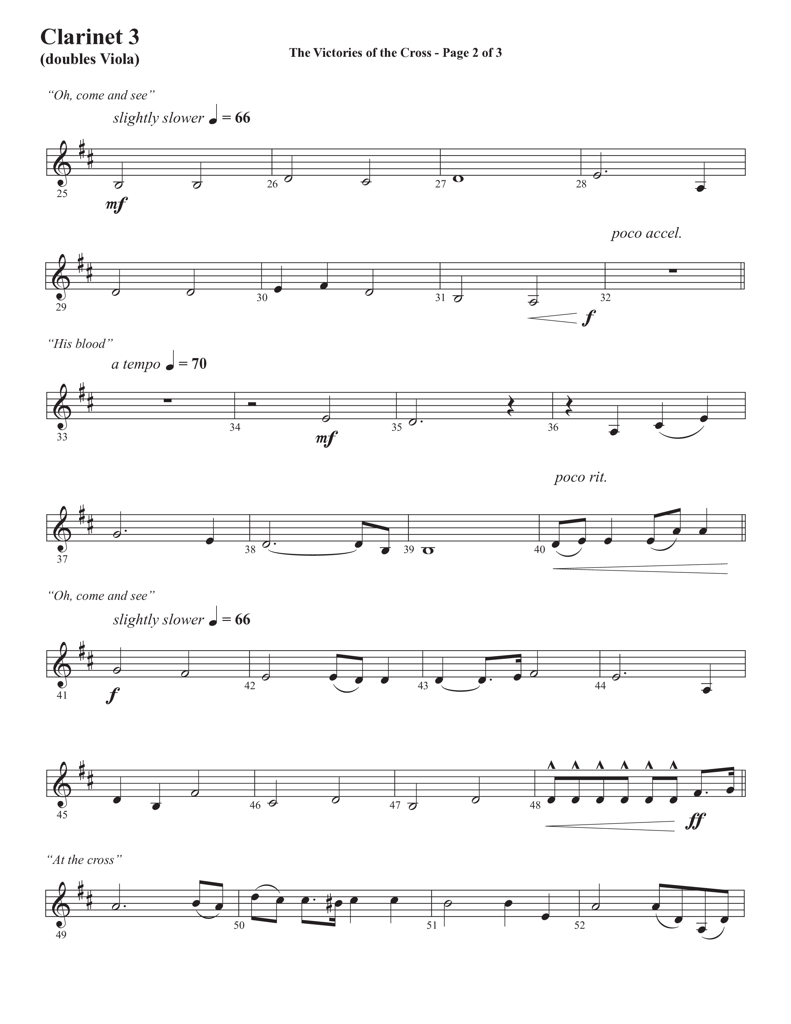 The Victories Of The Cross (with At The Cross) (Choral Anthem SATB) Clarinet 3 (Semsen Music / Arr. Daniel Semsen)