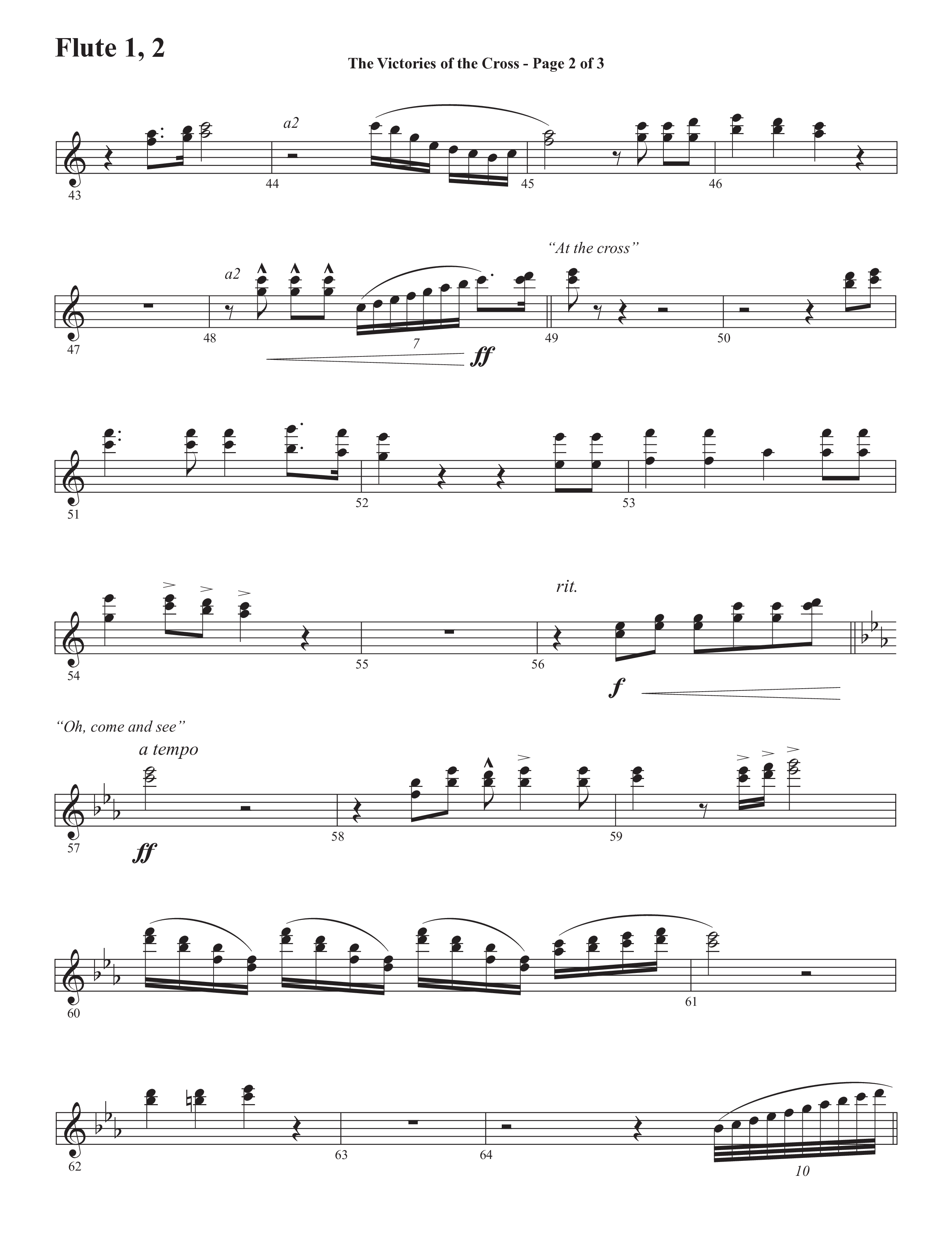The Victories Of The Cross (with At The Cross) (Choral Anthem SATB) Flute 1/2 (Semsen Music / Arr. Daniel Semsen)