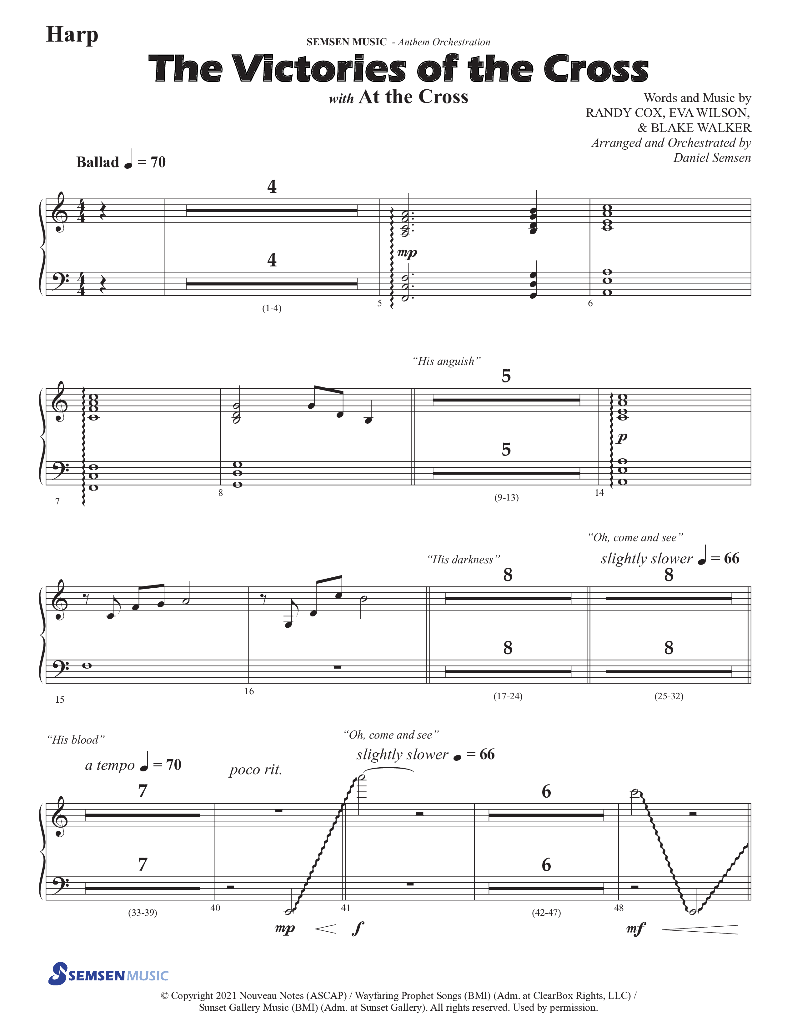 The Victories Of The Cross (with At The Cross) (Choral Anthem SATB) Harp (Semsen Music / Arr. Daniel Semsen)